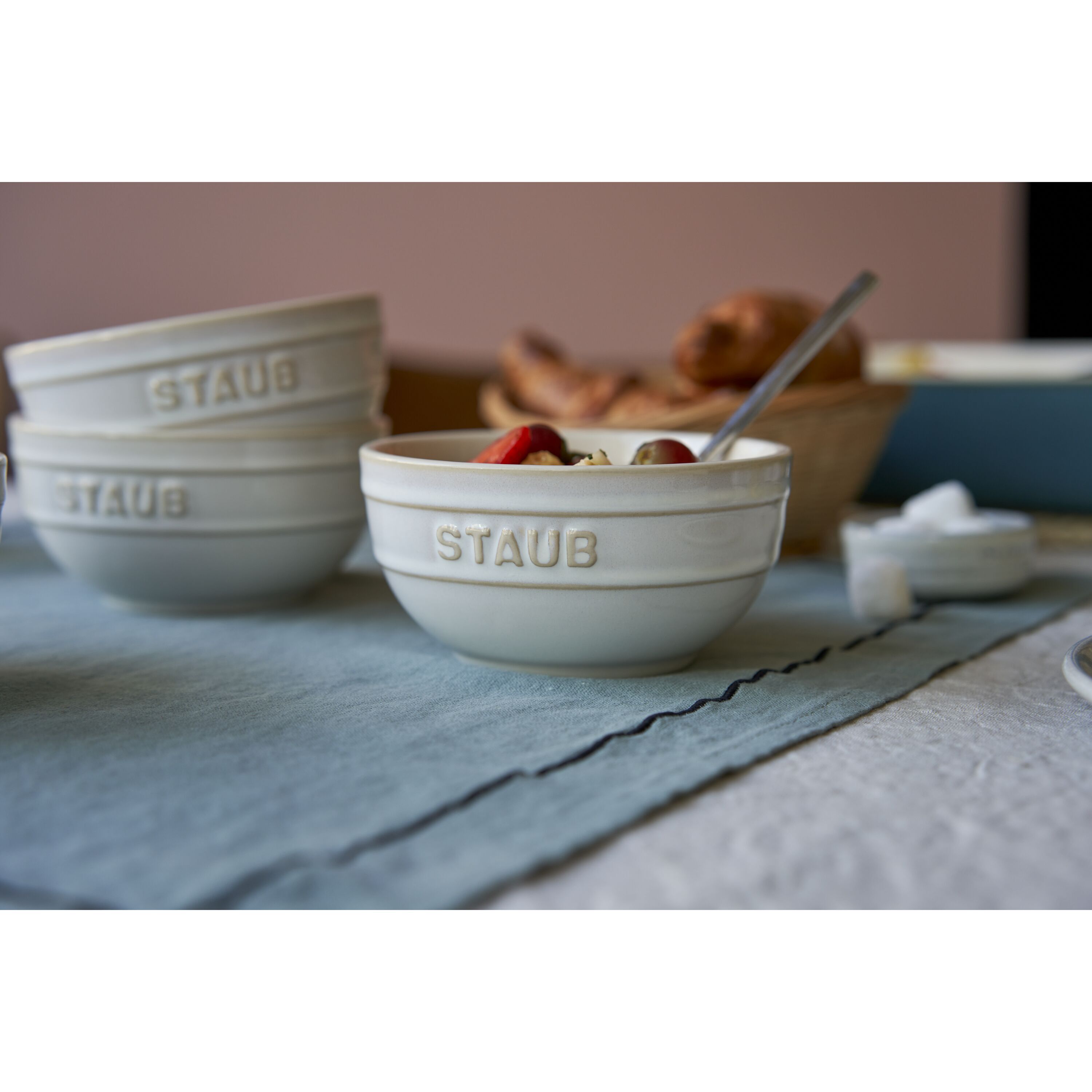 12 cm / 4-pcs ceramic Bowl set ivory-white