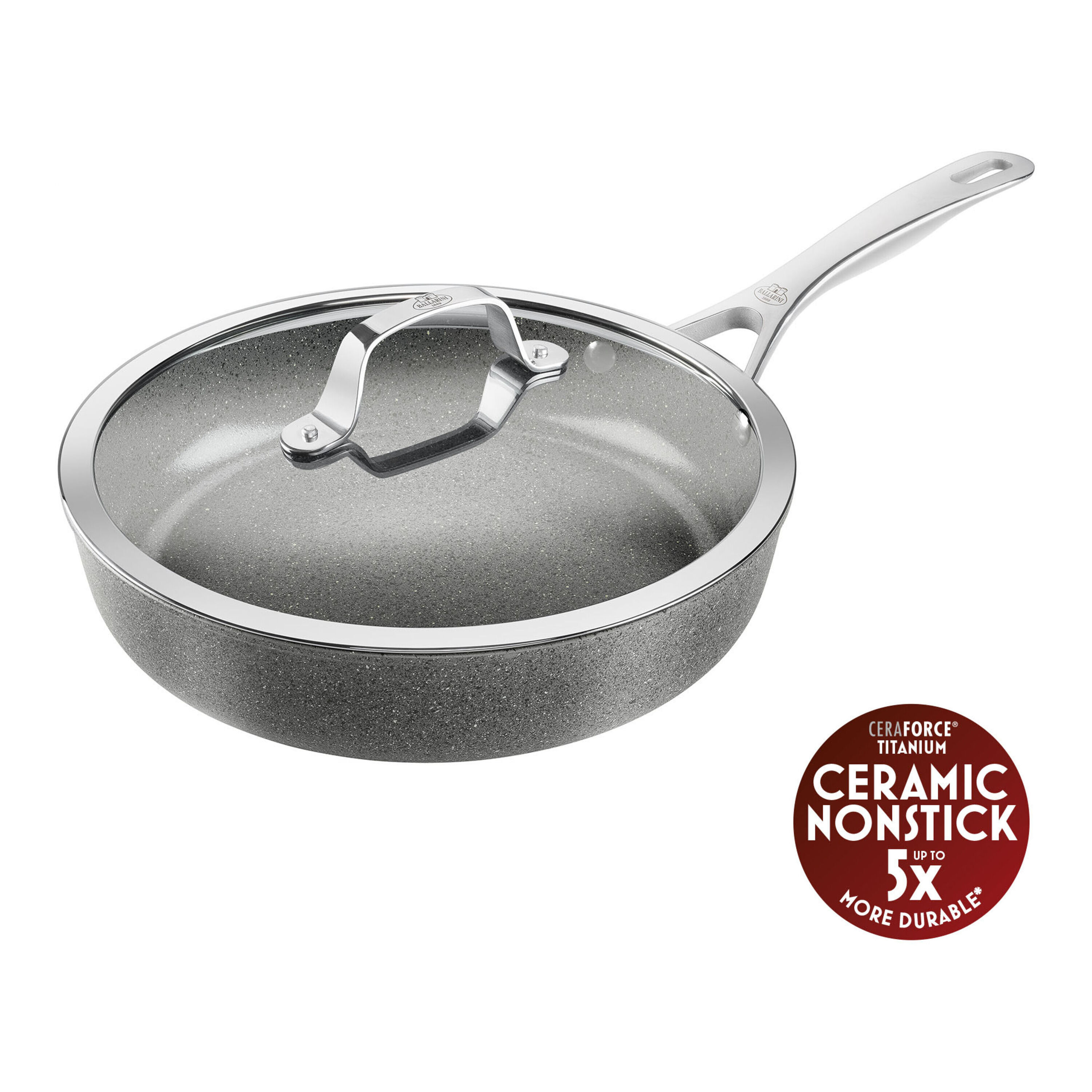 Saute pan with lid, 28 cm, Aluminium, Titanium-reinforced ceramic non-stick coating