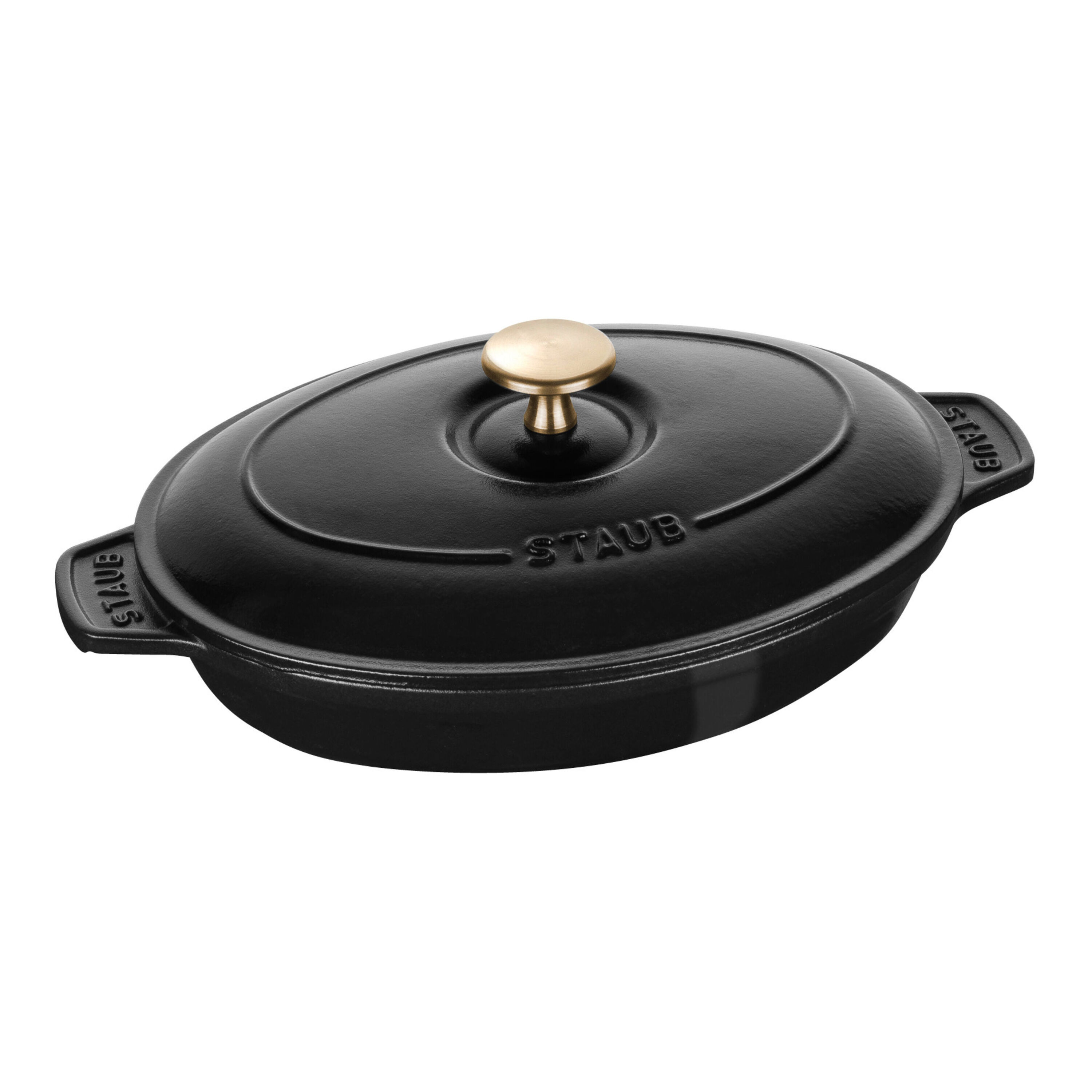 23 cm oval Cast iron Oven dish with lid black