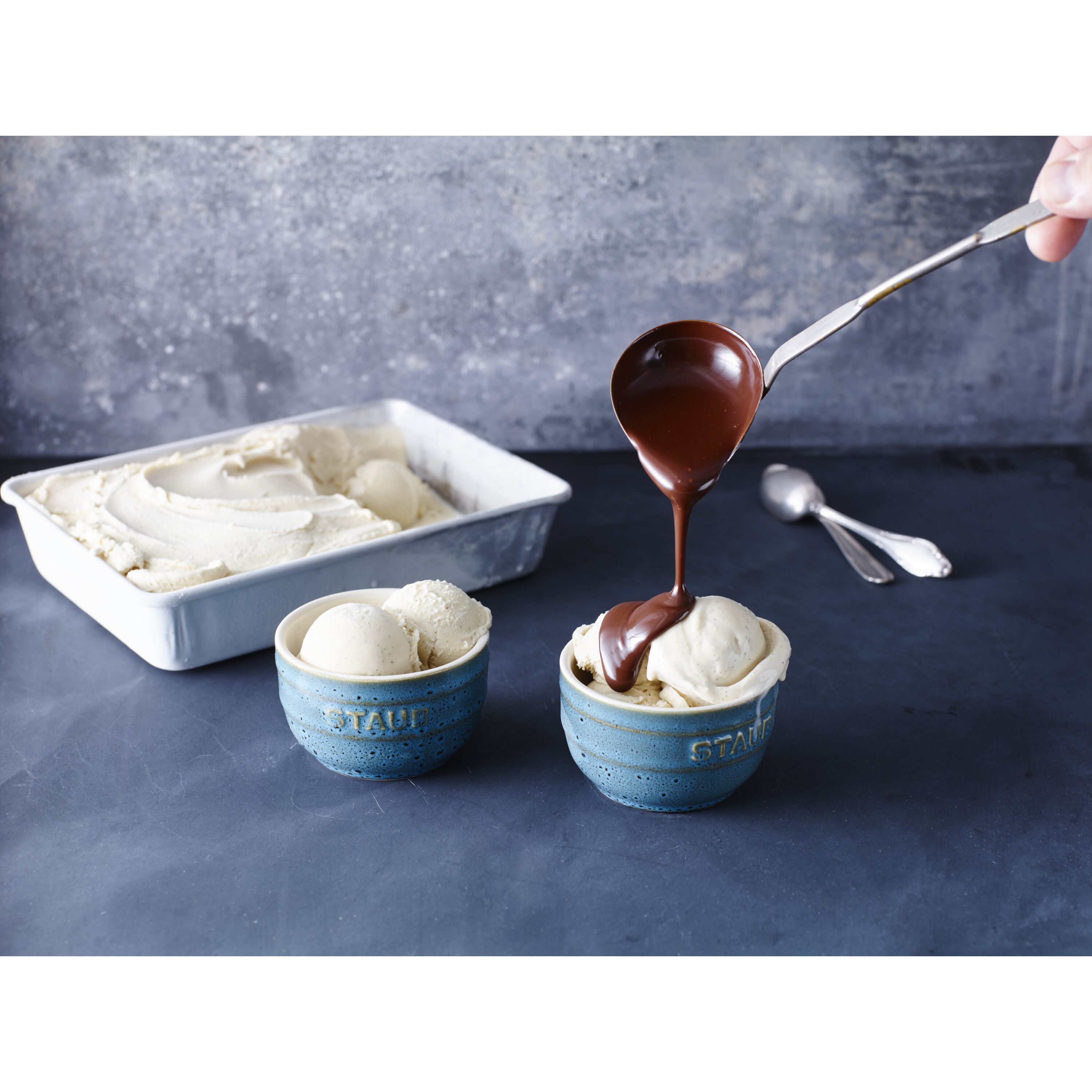 9 cm / 2-pcs round ceramic Ramekin set ancient-turquoise