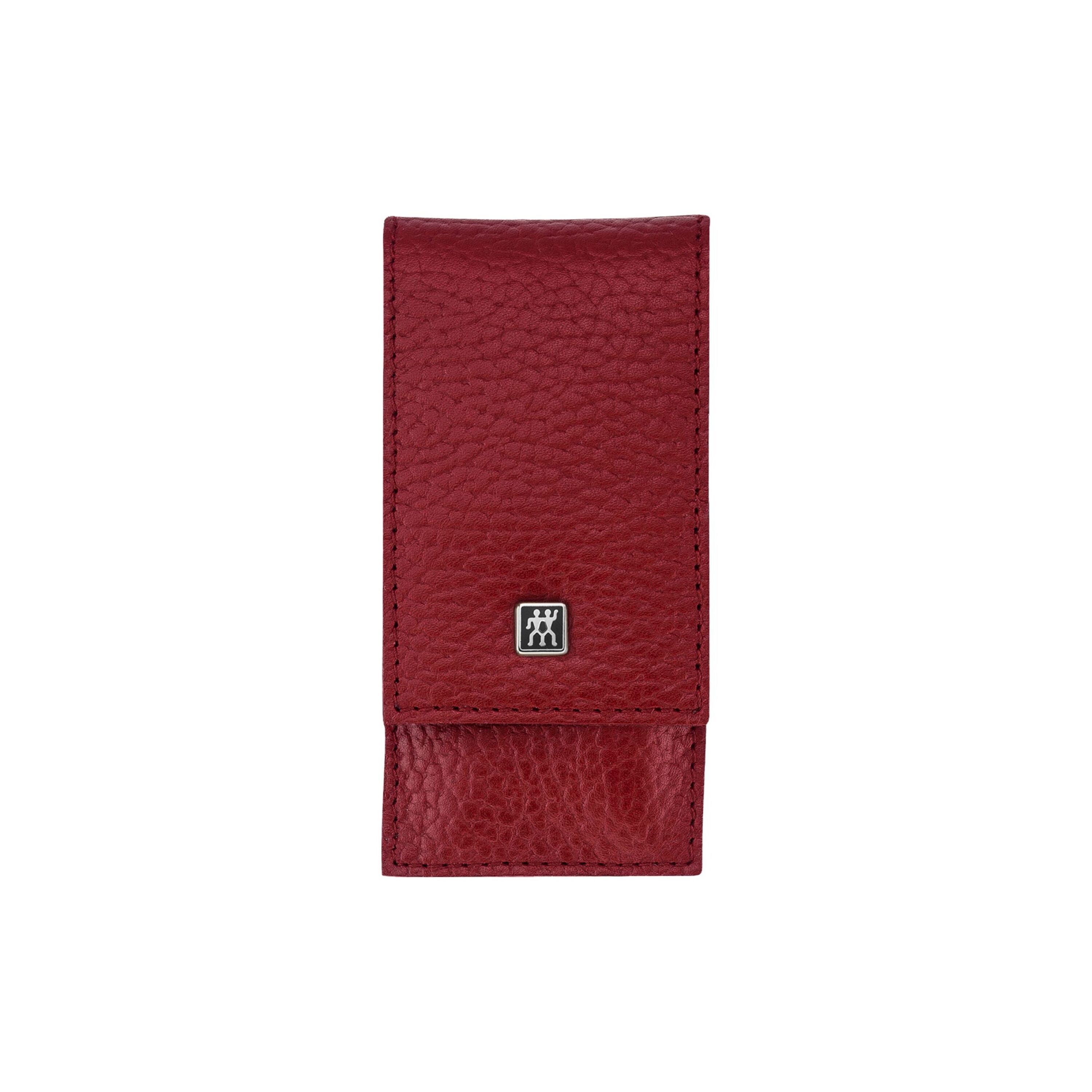 3-pcs Leather Snap fastener case red