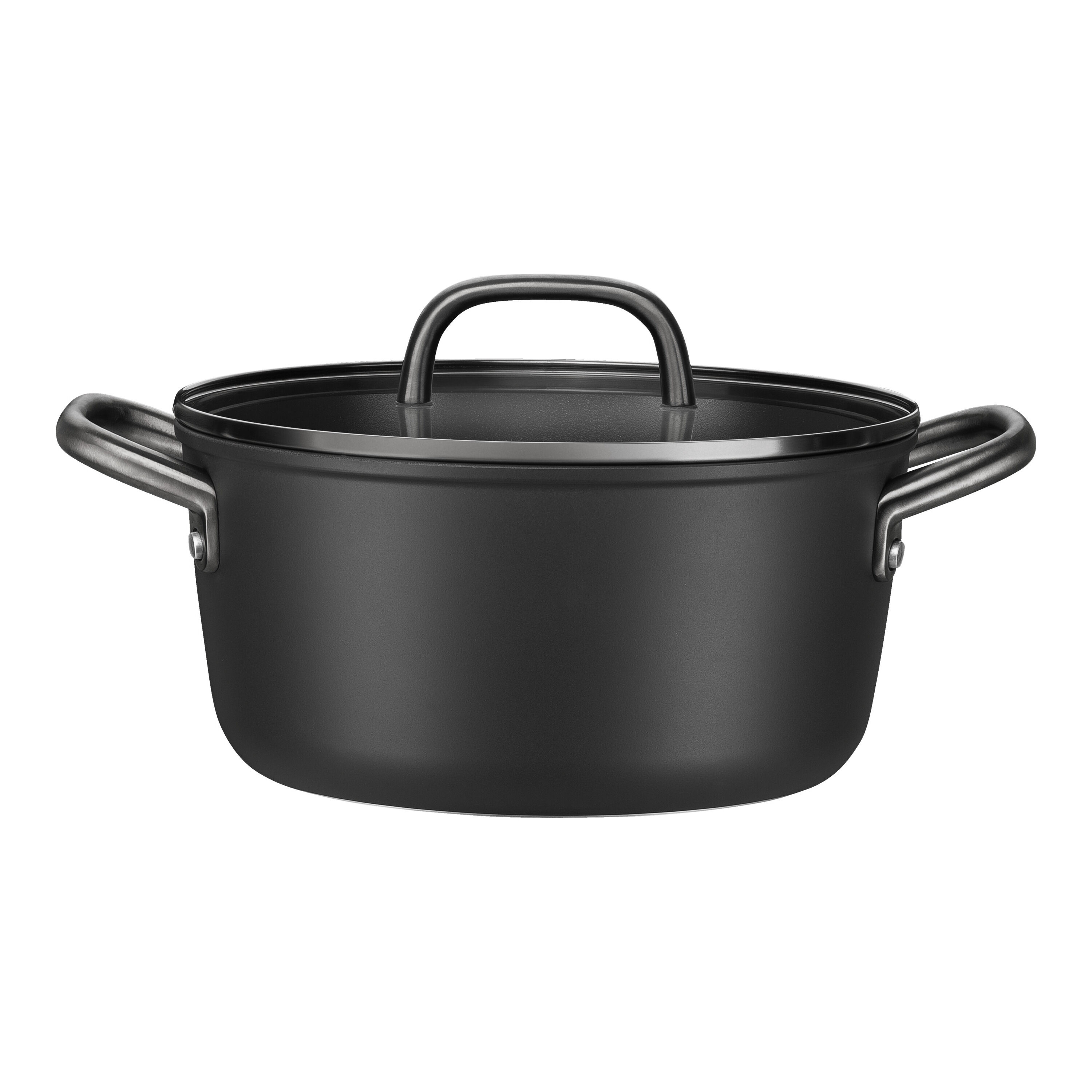 24 cm Aluminium Stock pot with glass lid black