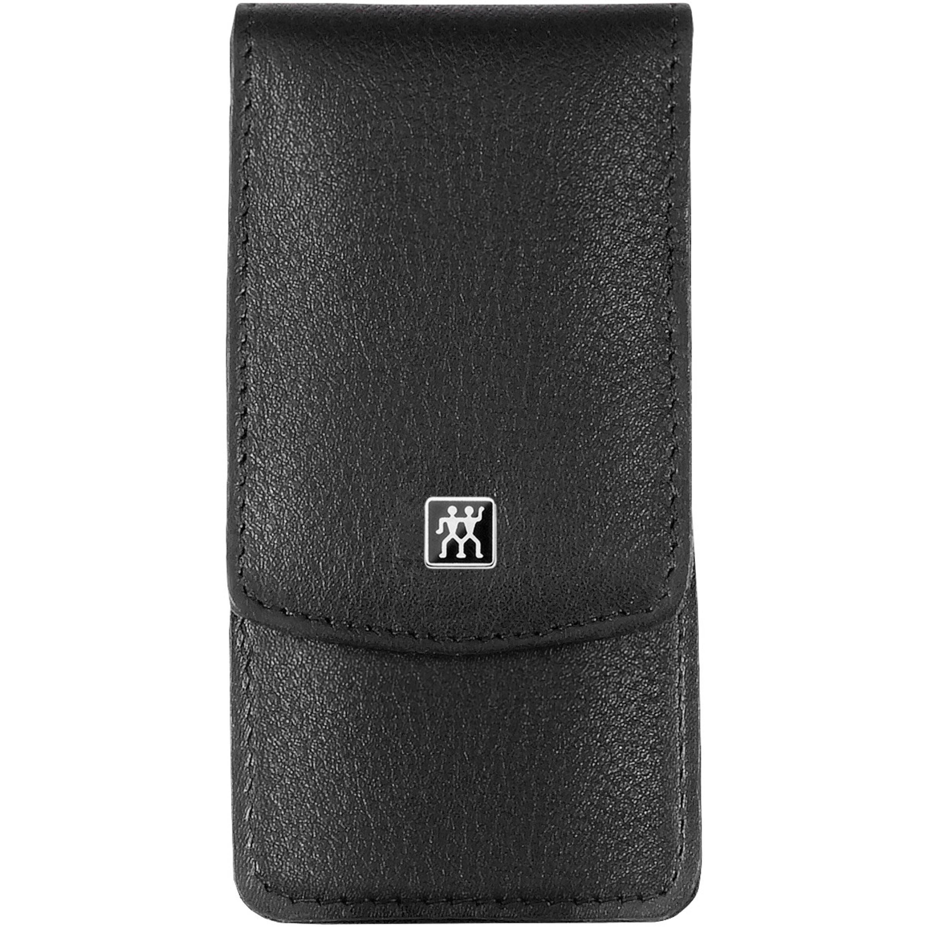 3-pcs Calf leather Snap fastener case black
