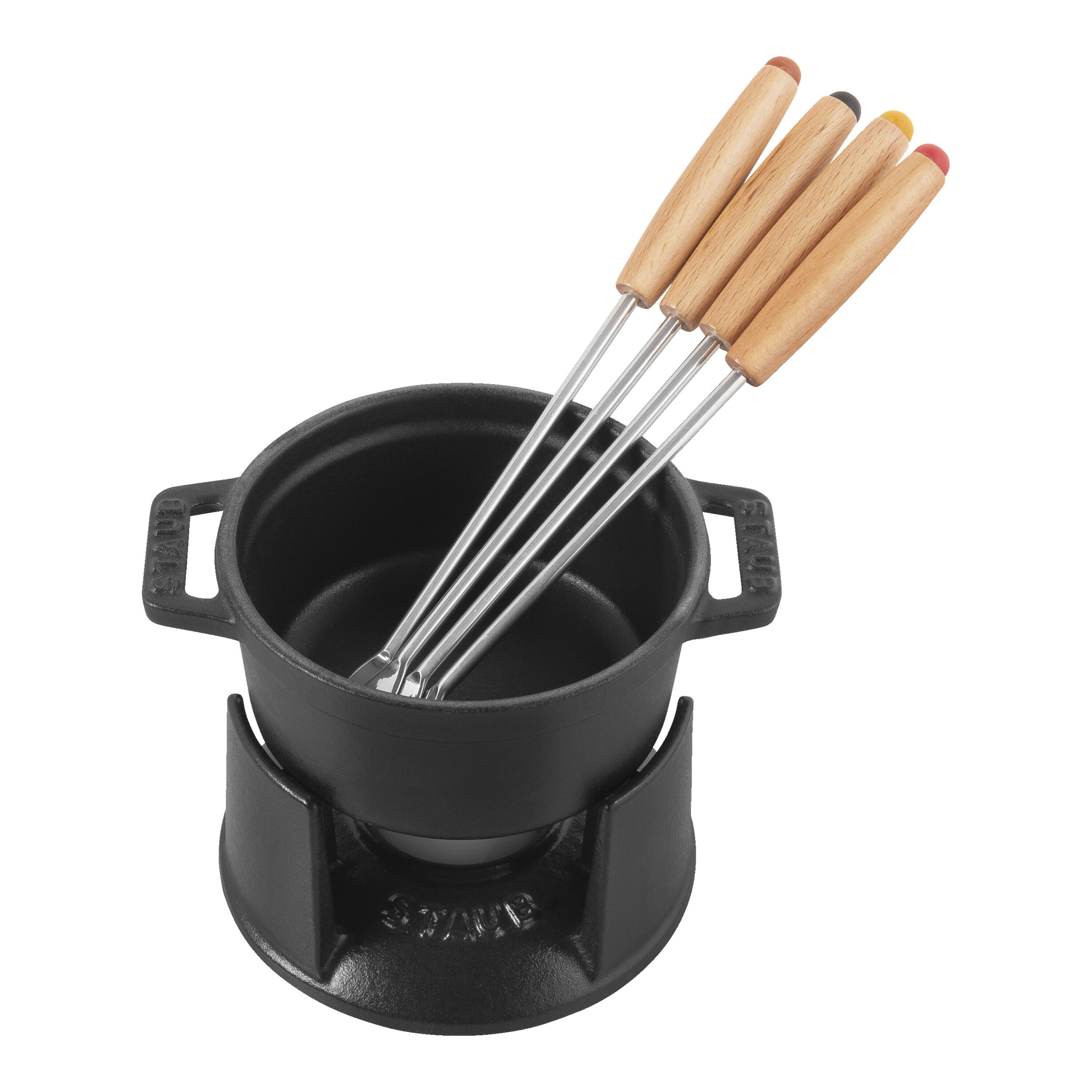 10 cm Cast iron Fondue Set black