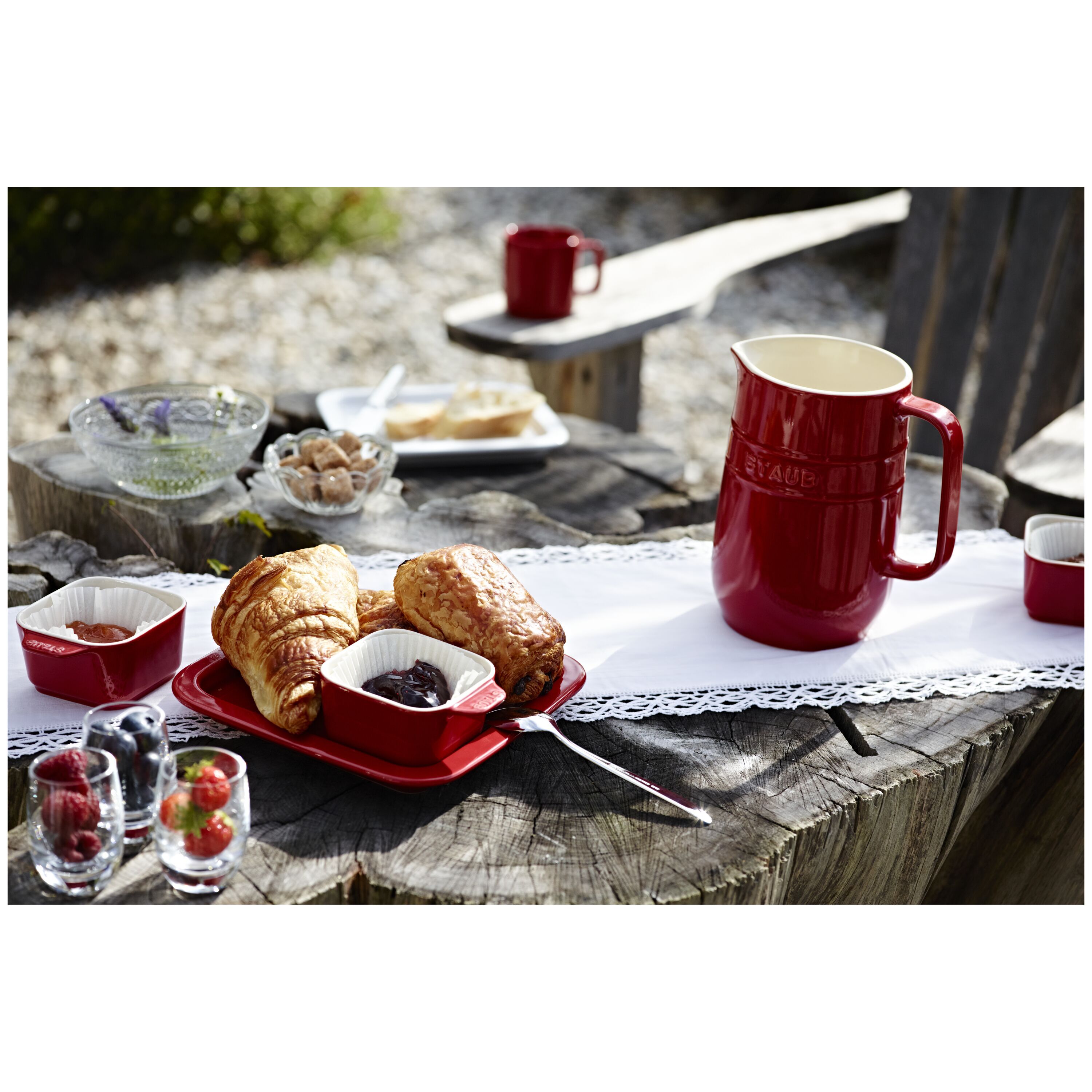 5-pcs square ceramic Appetiser set cherry