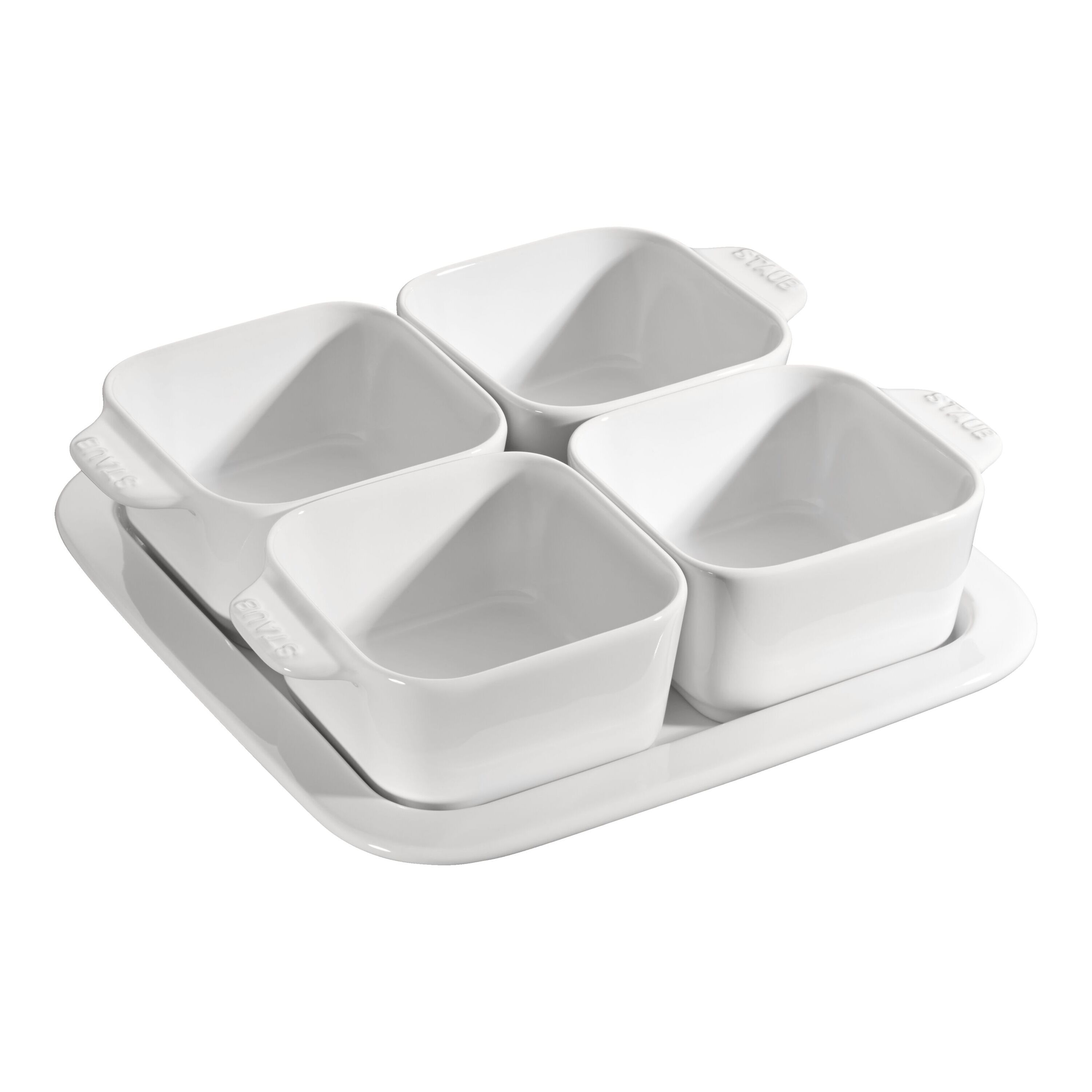 5-pcs square ceramic Appetiser set white