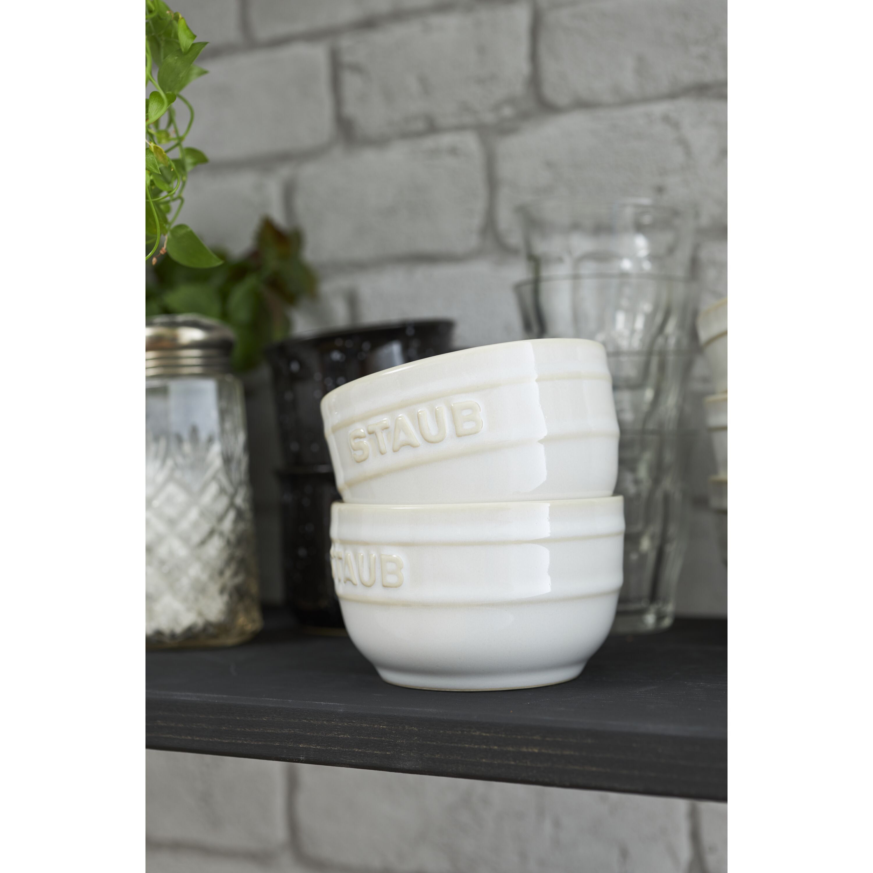 9 cm / 2-pcs round ceramic Ramekin set ivory-white