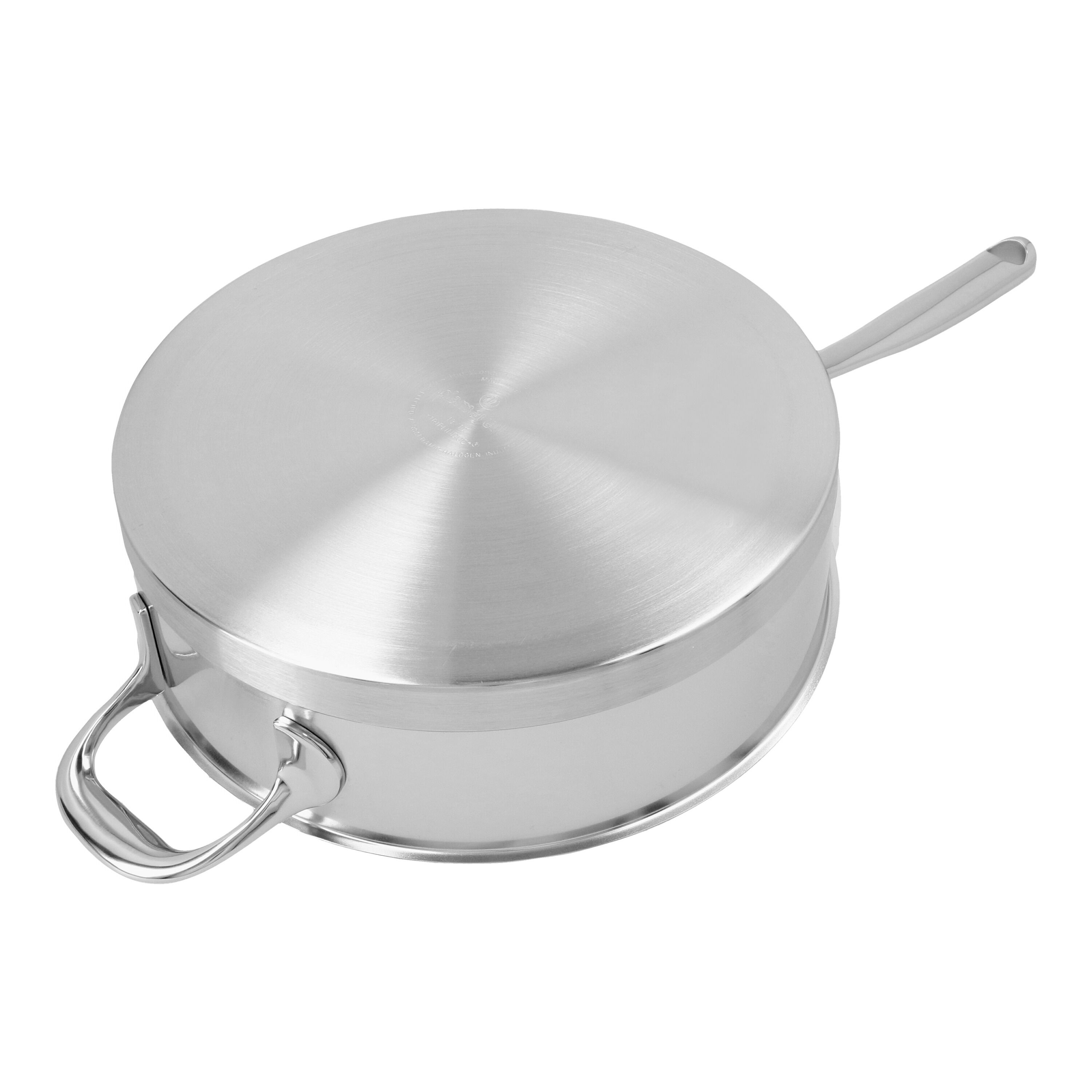 24 cm round 18/10 Stainless Steel Saute pan with lid silver
