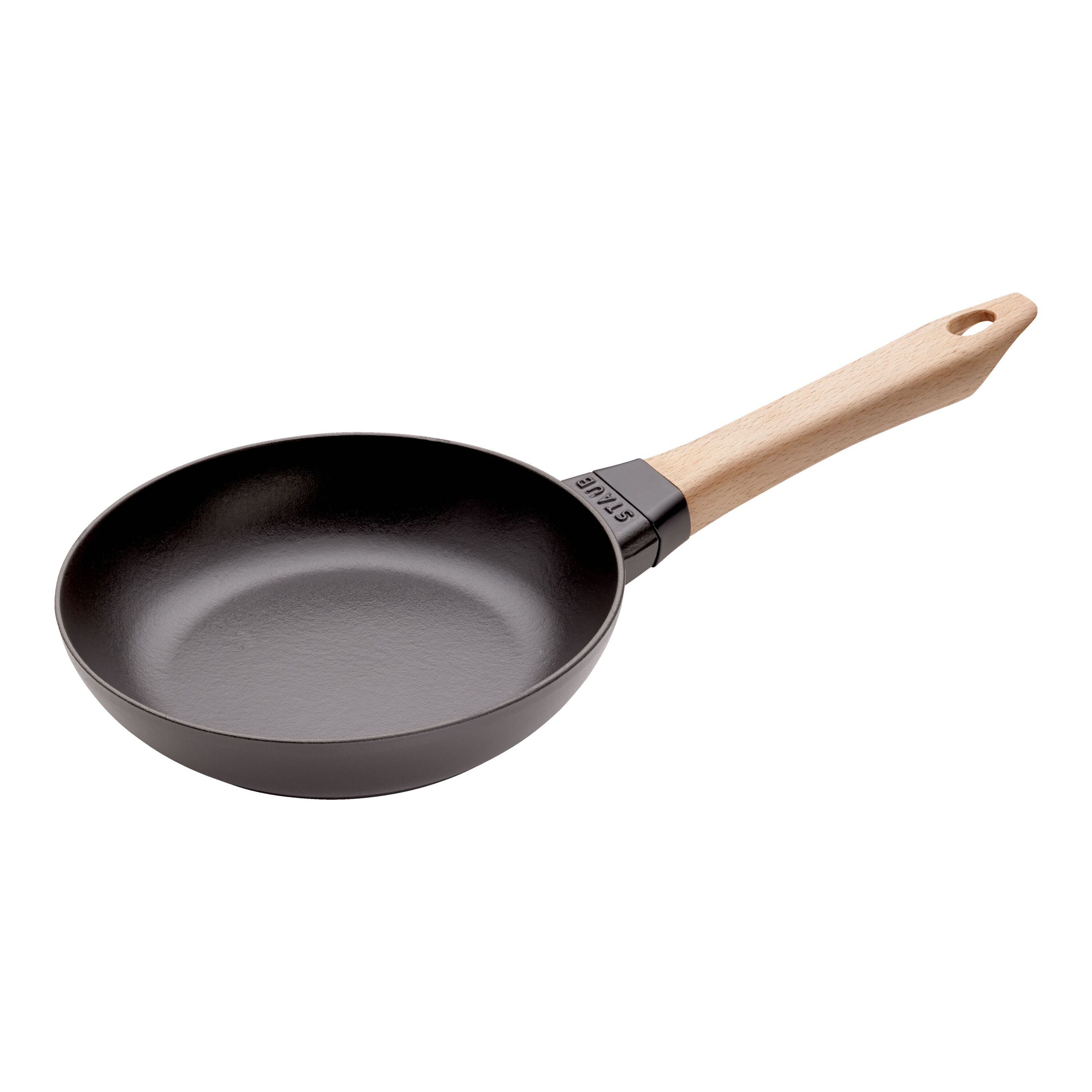 20 cm Cast iron Frying pan with wooden handle black