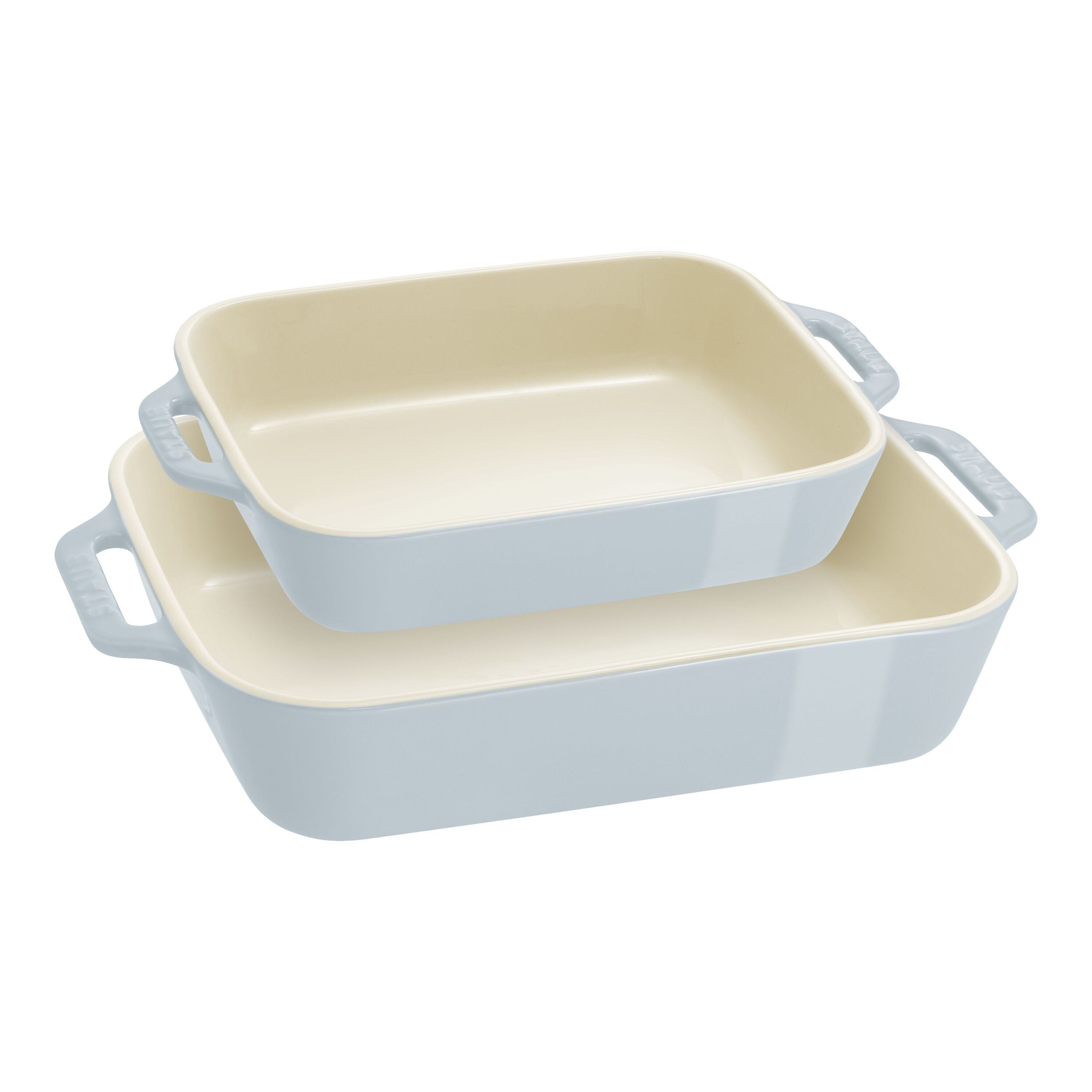 2-pcs rectangular ceramic Ovenware set light blue