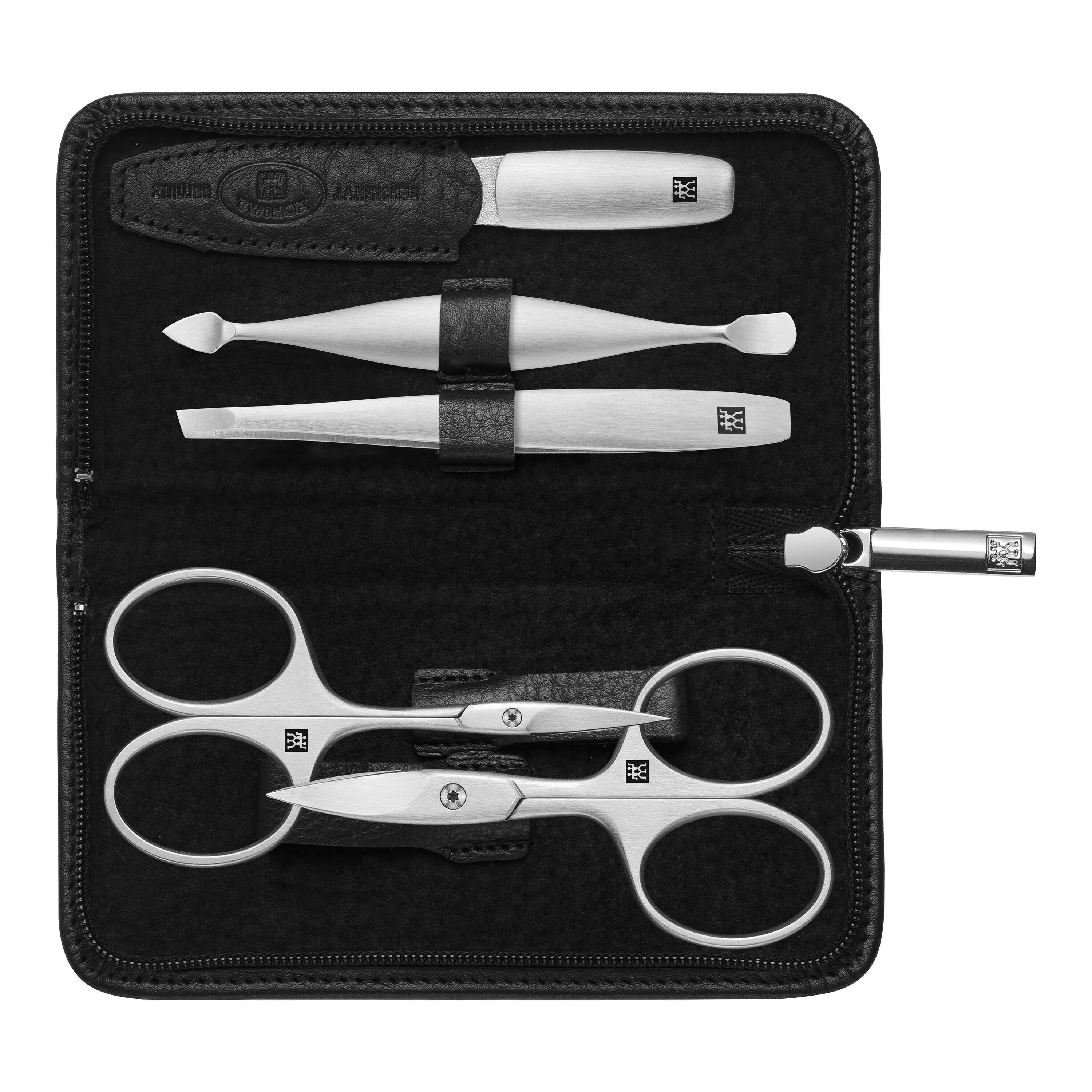 5-pcs Yak leather Zip fastener case black