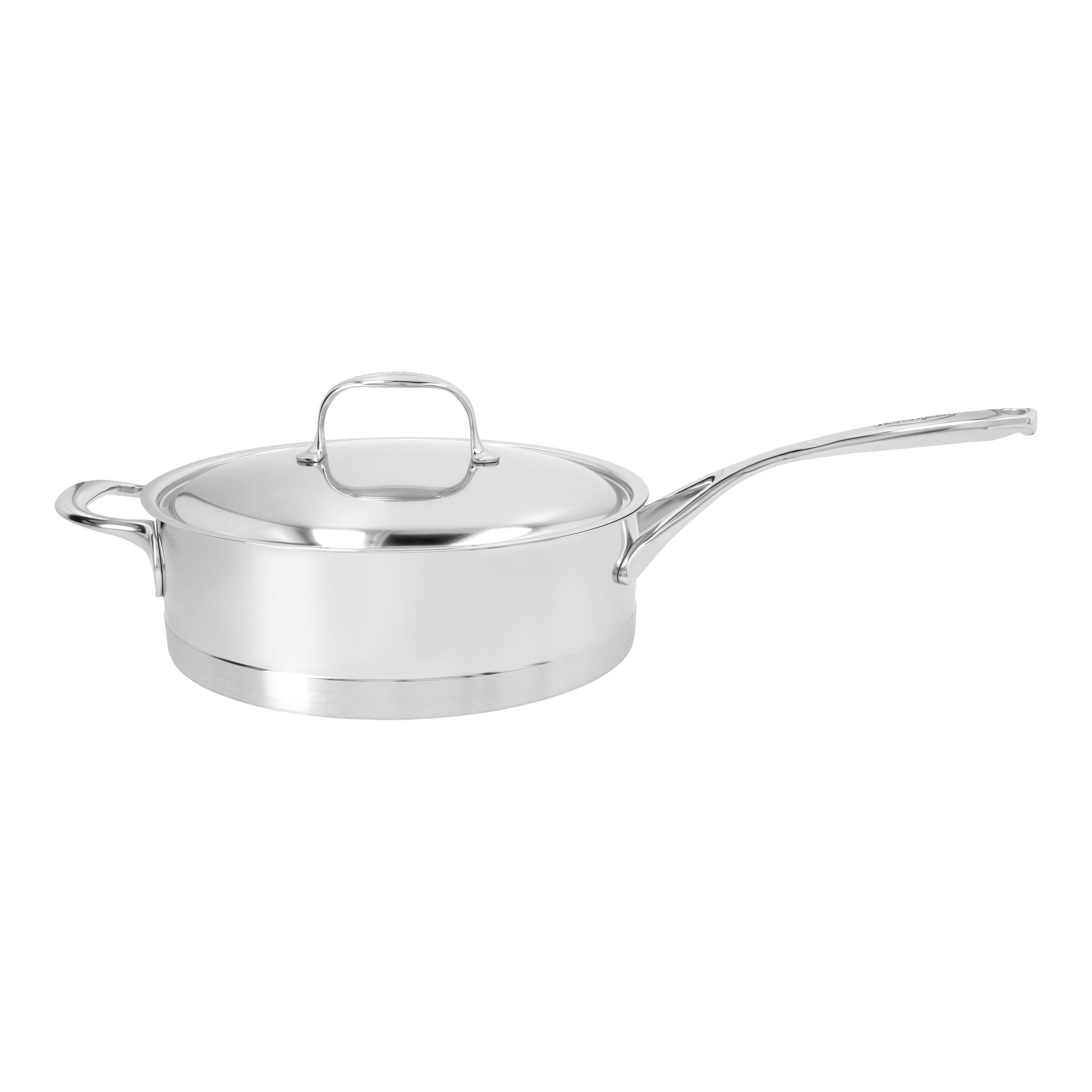28 cm round 18/10 Stainless Steel Saute pan with lid silver