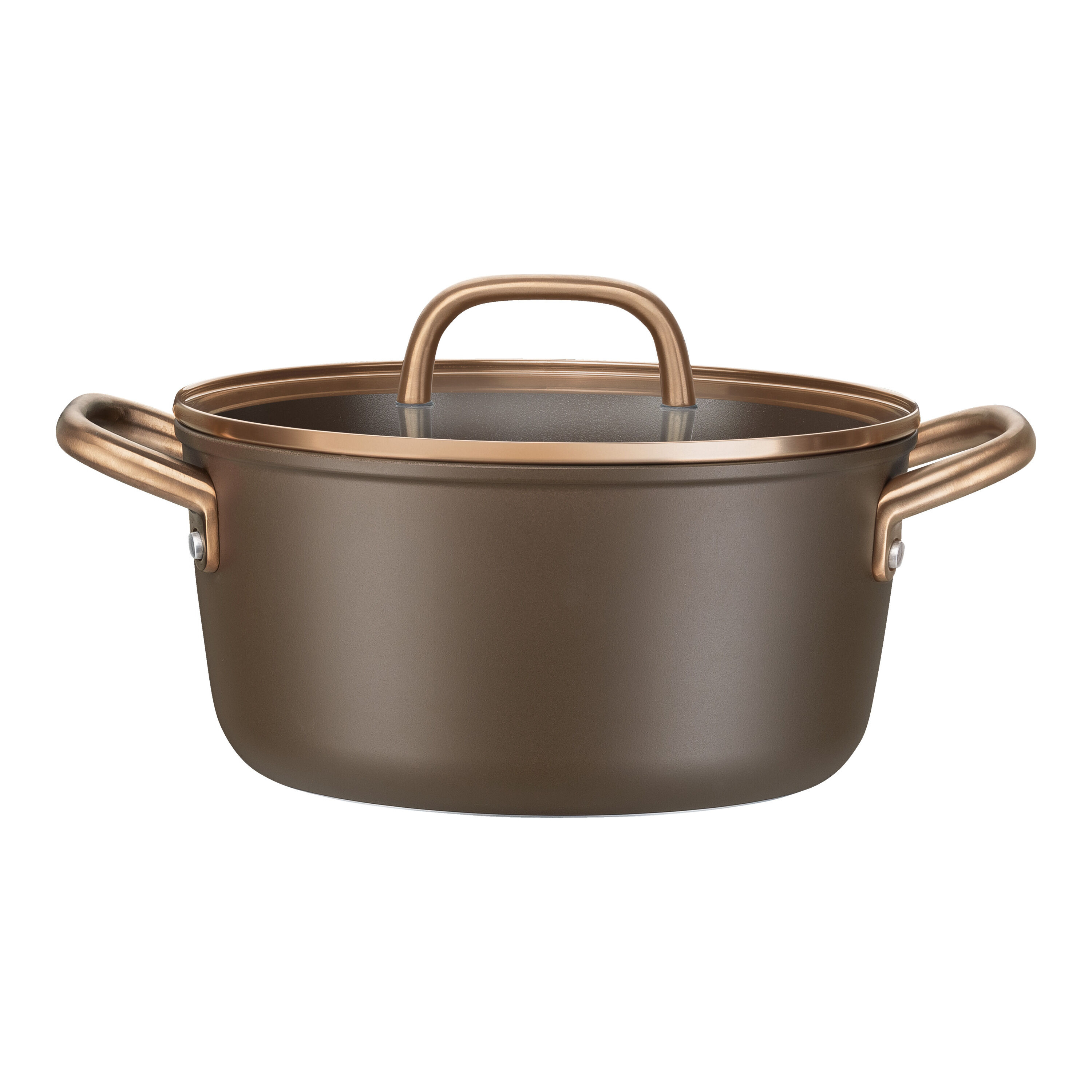 24 cm Aluminium Stock pot with glass lid brown
