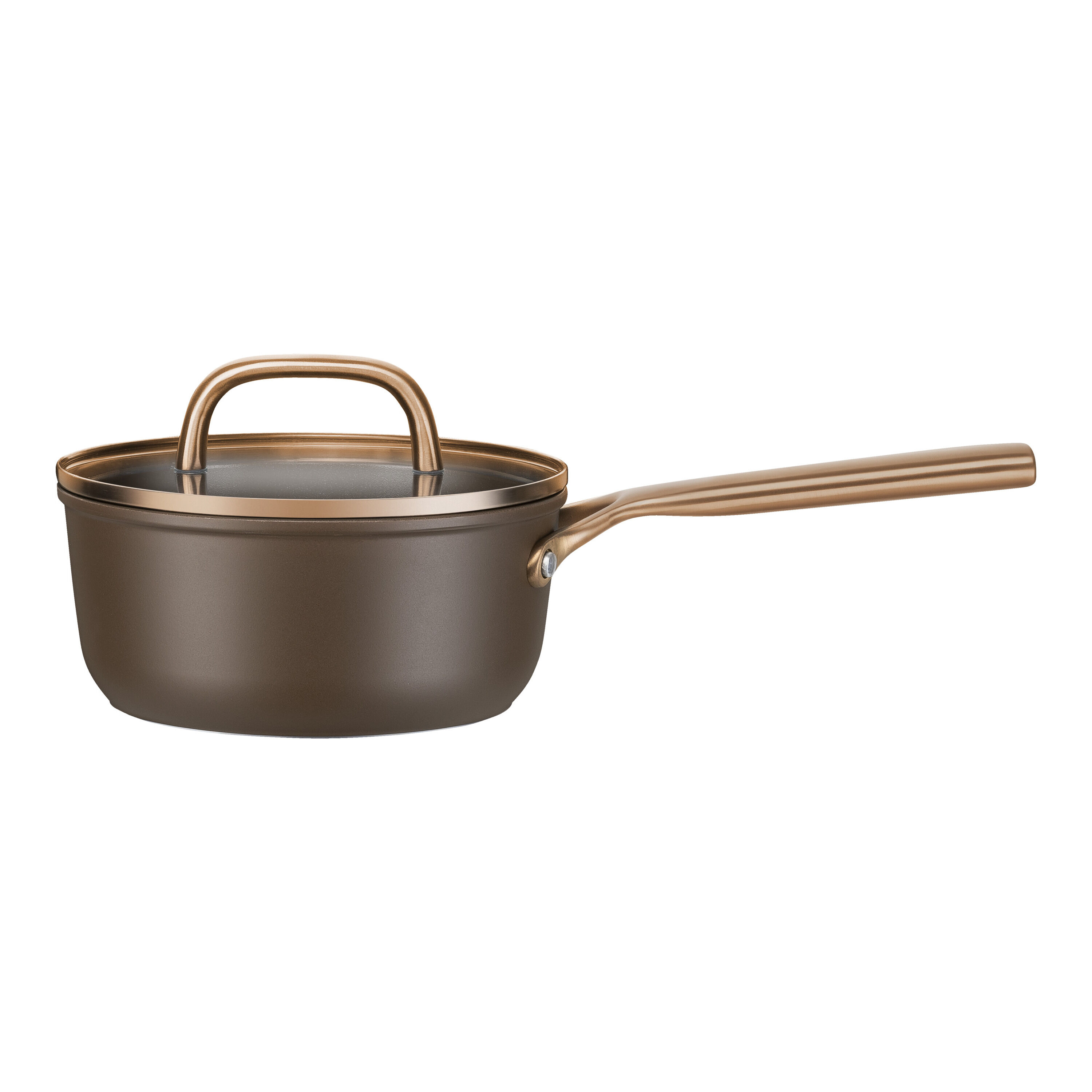 18 cm Aluminium Saucepan with glass lid brown