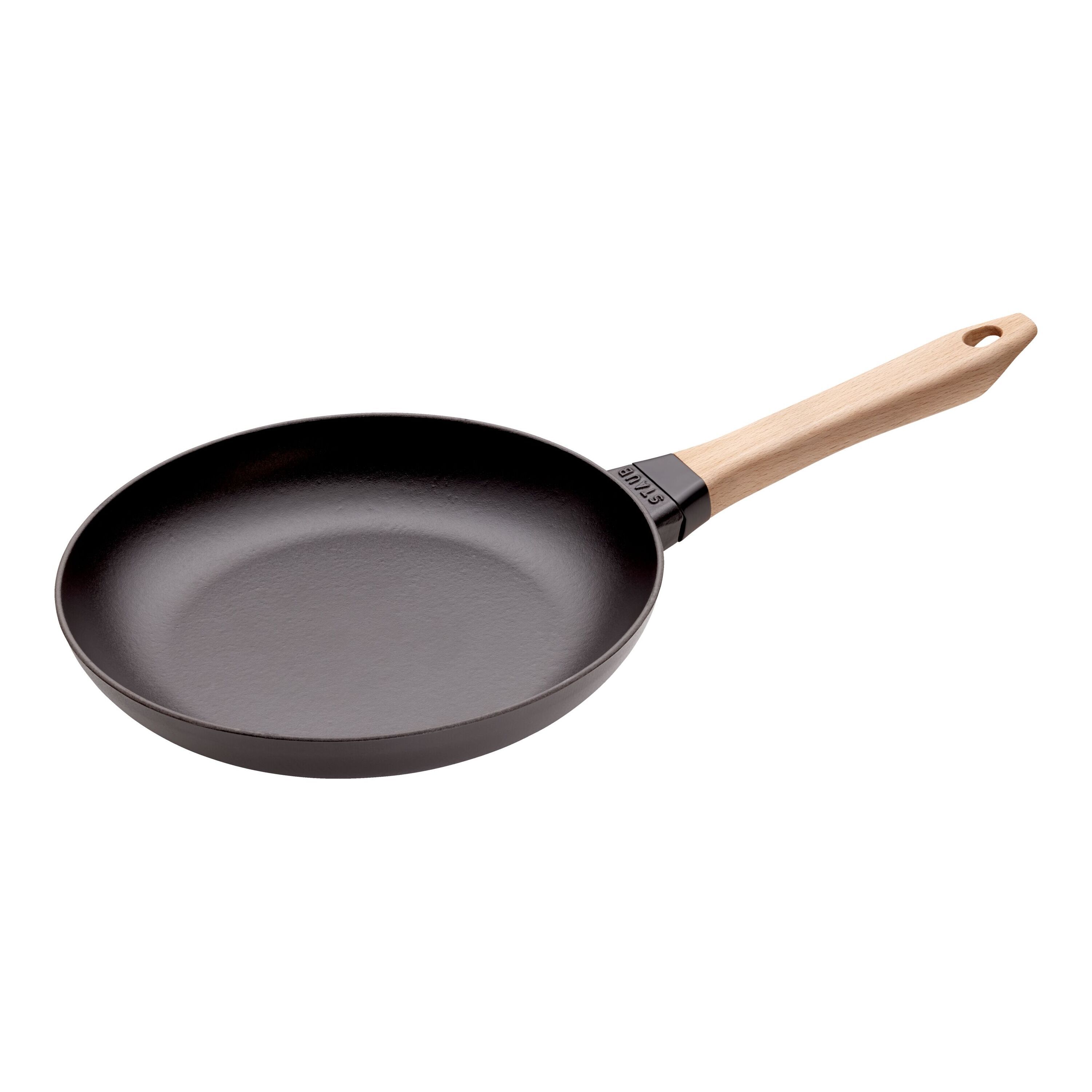 26 cm Cast iron Frying pan with wooden handle black