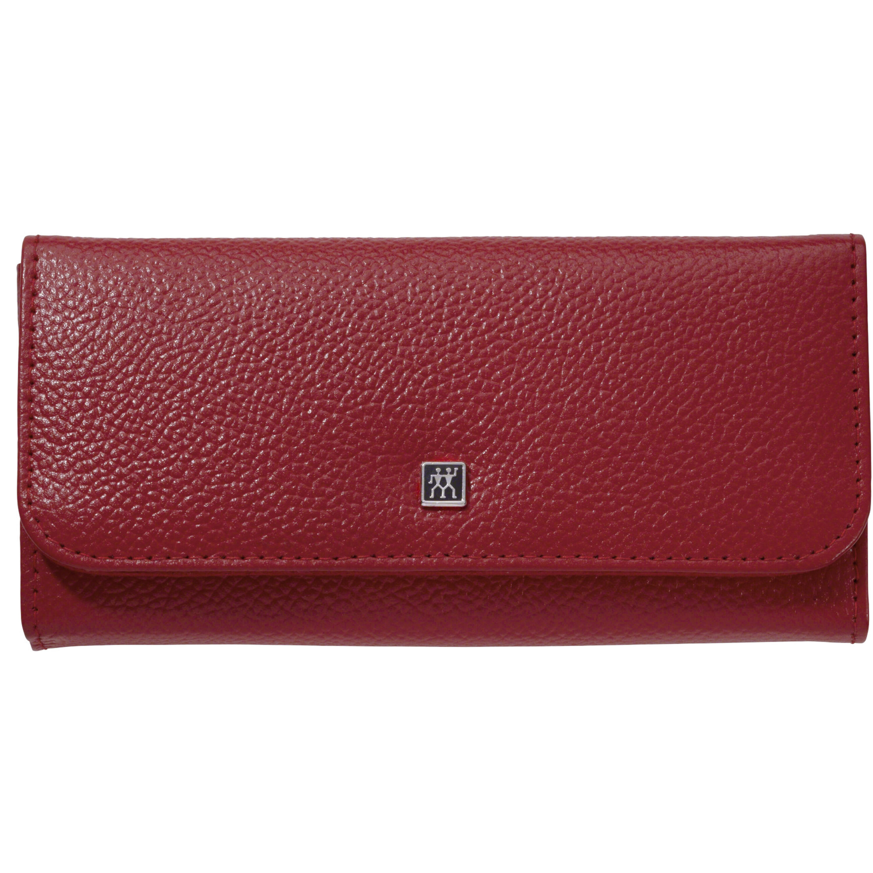 5-pcs Calf leather Snap fastener case red