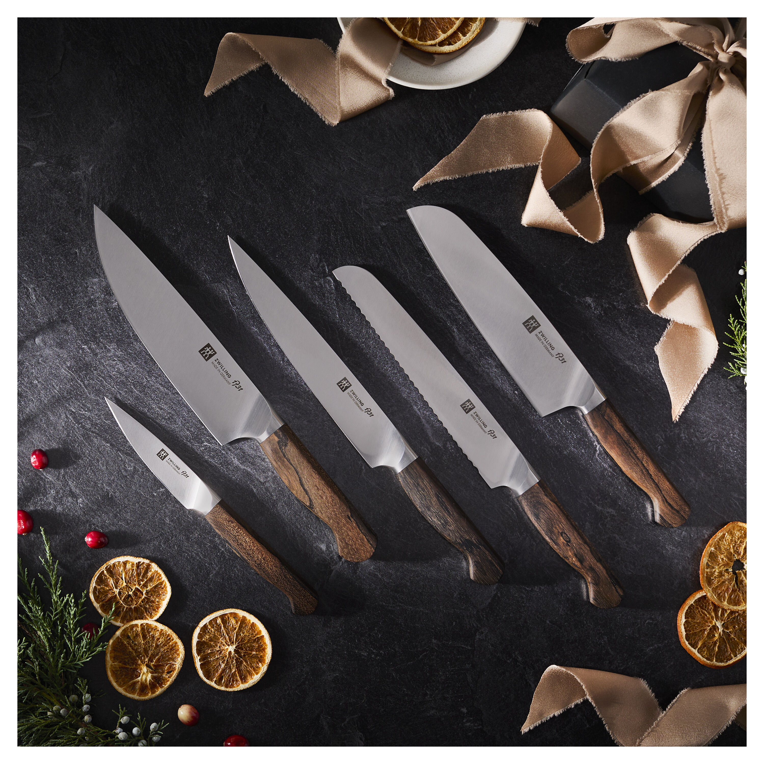 7-pcs, Knife block set, brown
