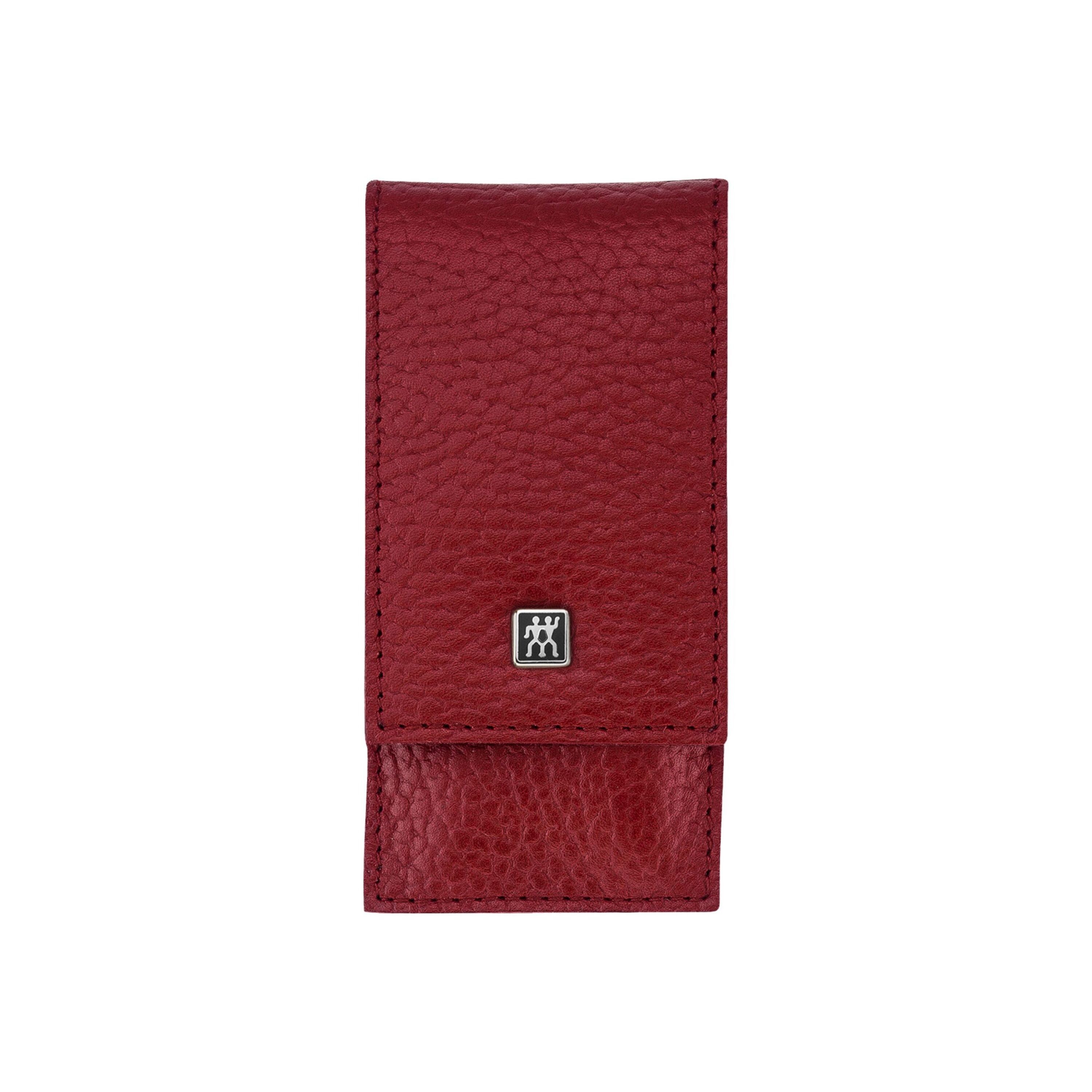 3-pcs Leather Snap fastener case red