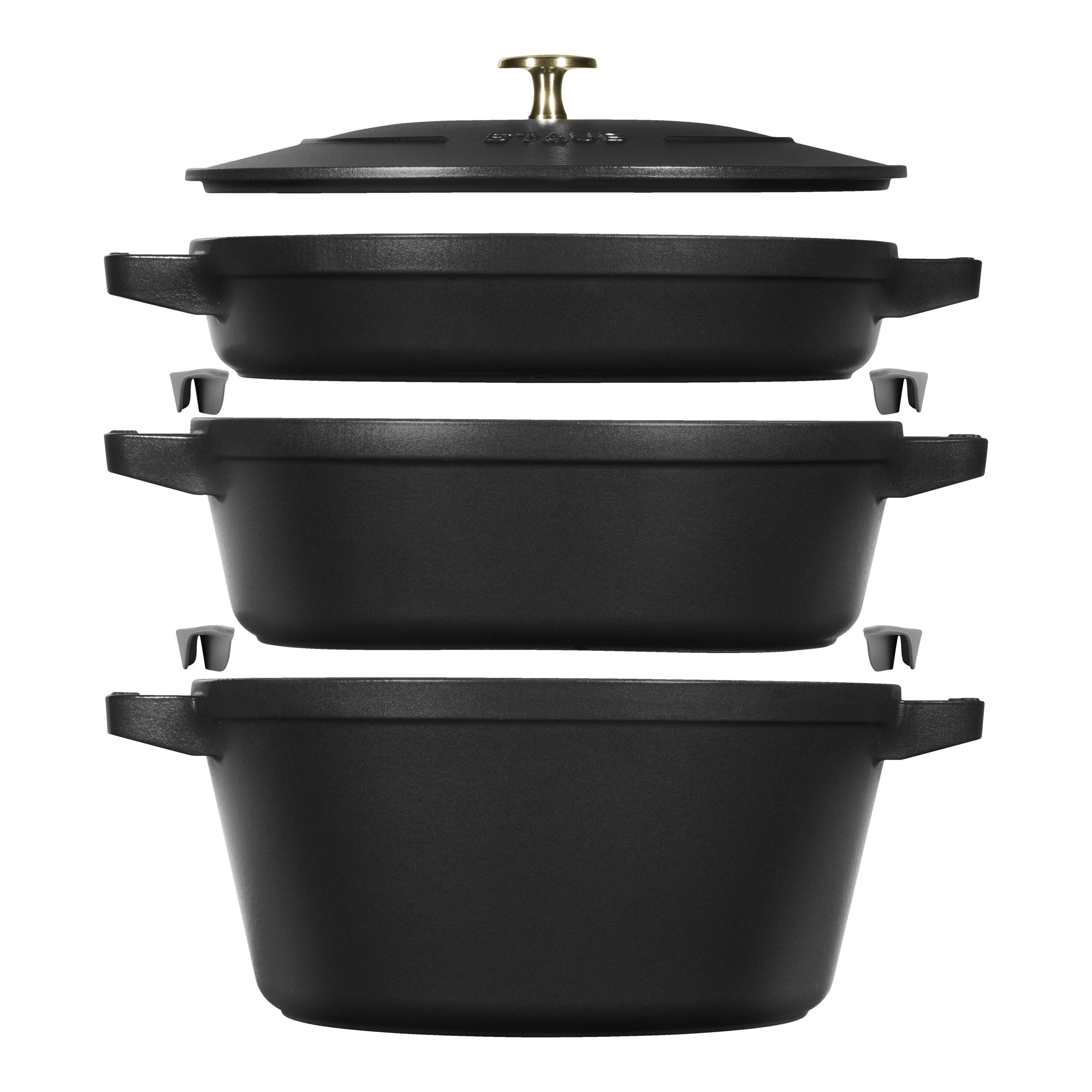 3-pcs Cast iron Pot set black
