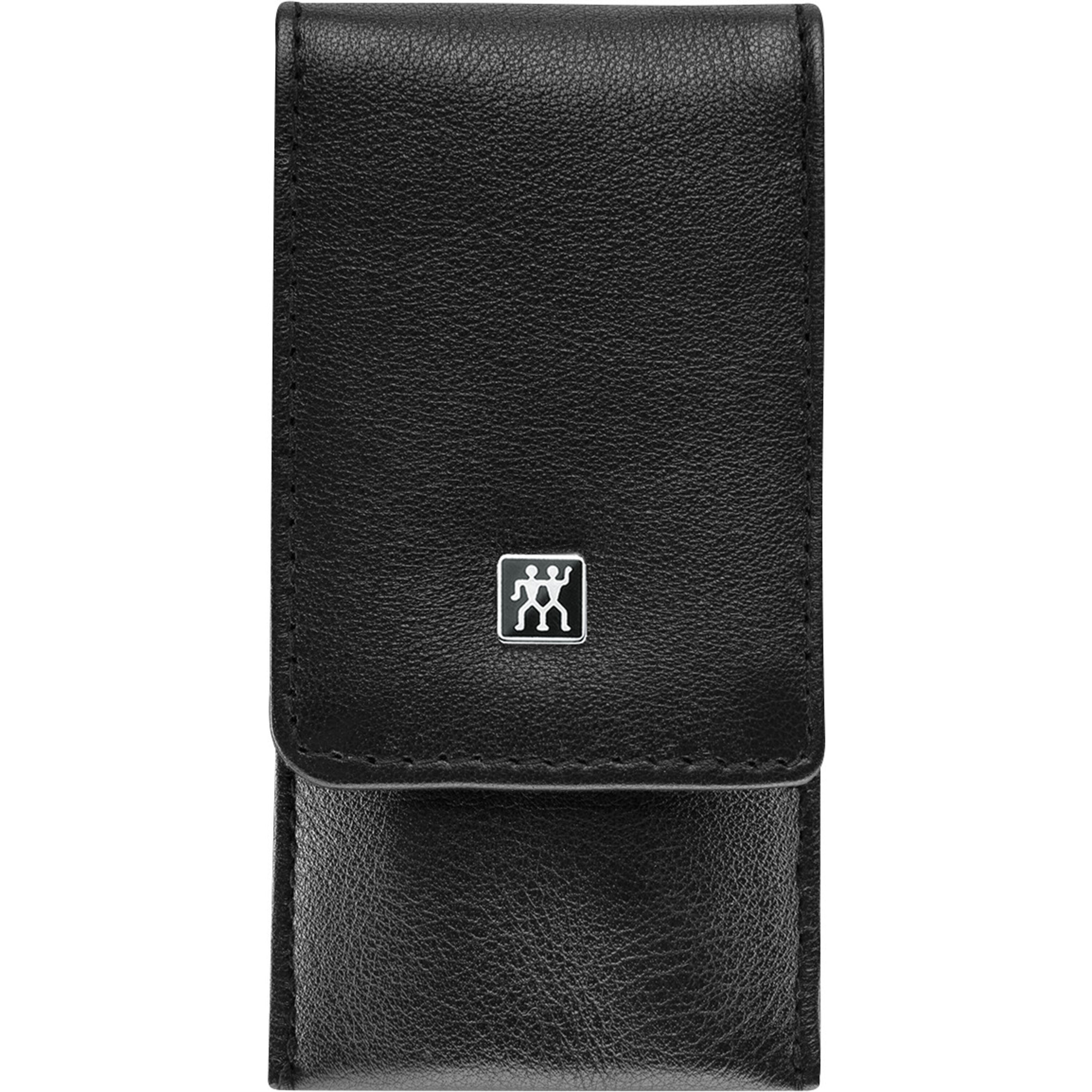 3-pcs Nappa leather Snap fastener case black