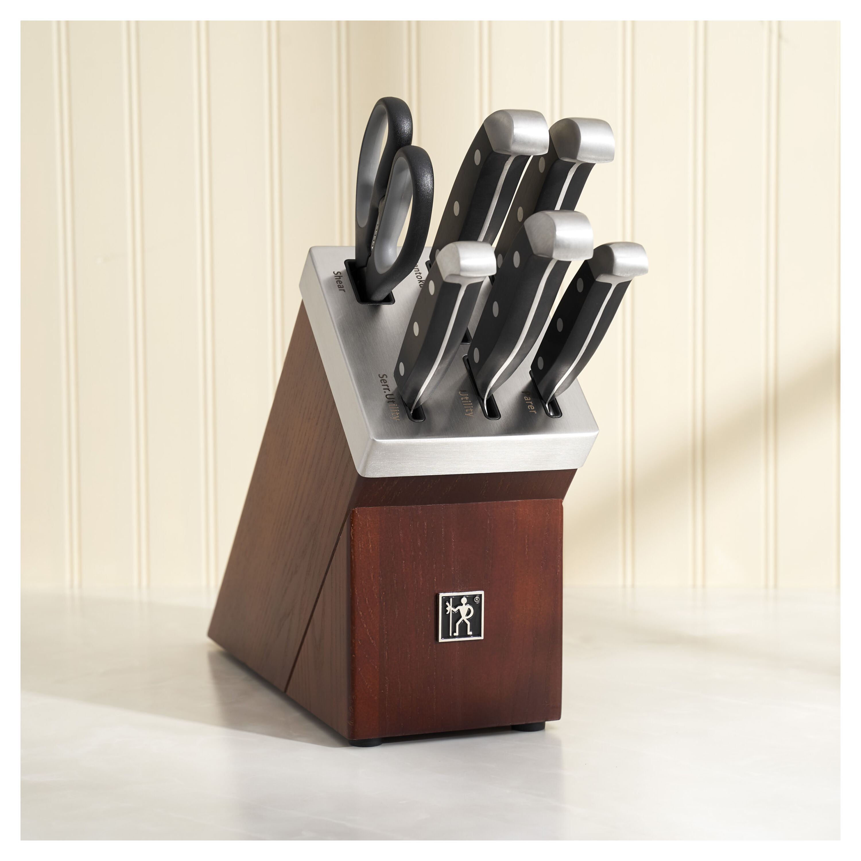 7-pcs, Knife block set, brown