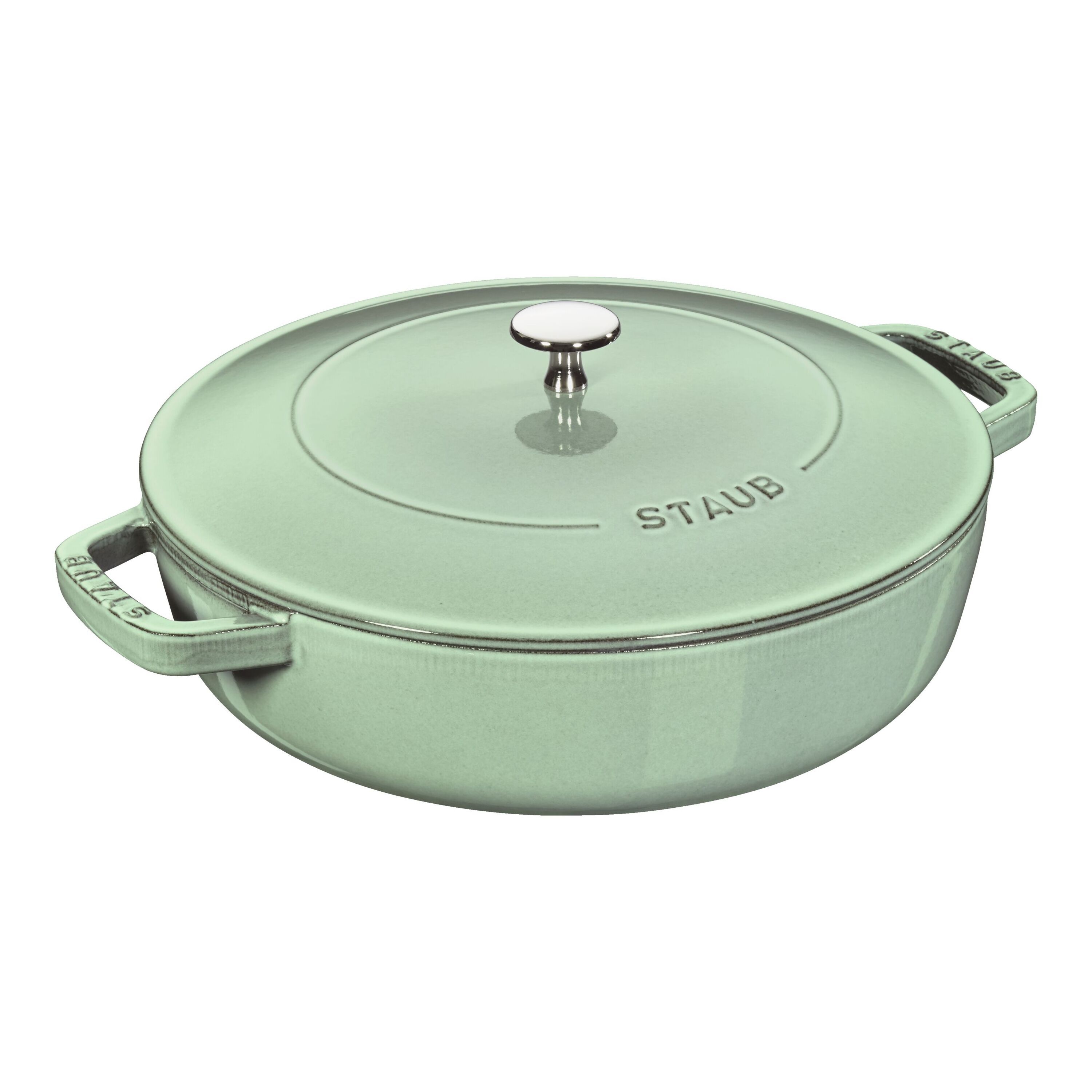 28 cm round Cast iron Saute pan Chistera sage