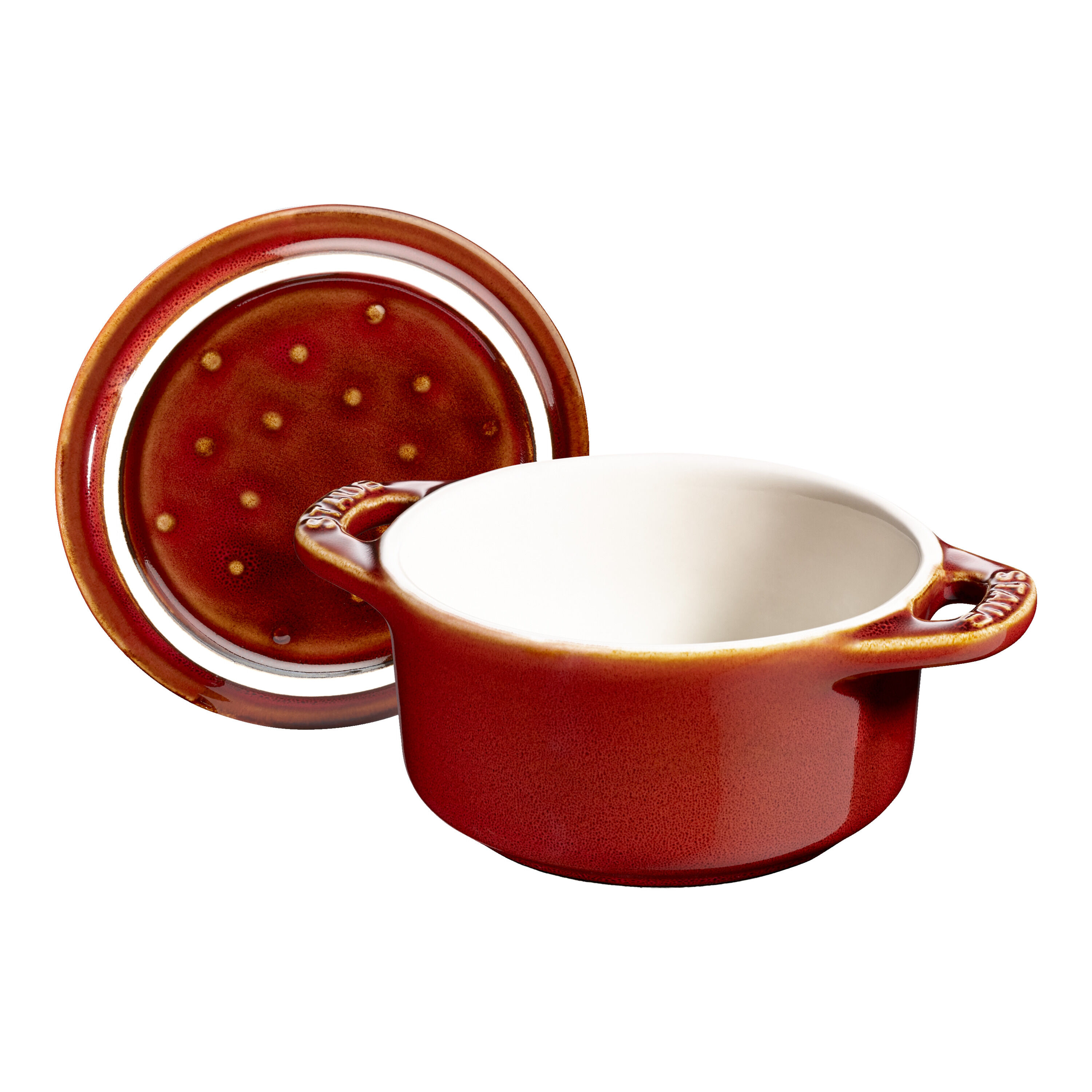 10 cm round ceramic Mini Cocotte ancient-copper