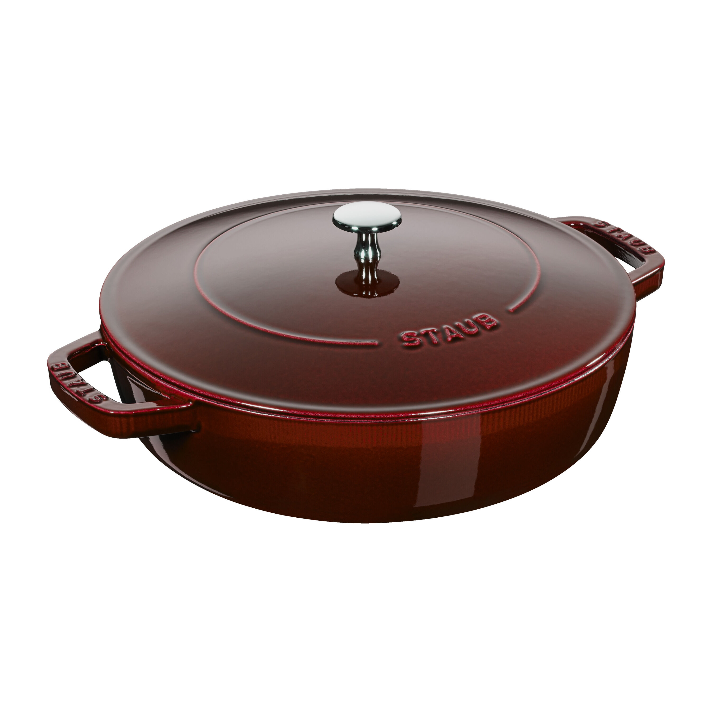 28 cm round Cast iron Saute pan Chistera grenadine-red