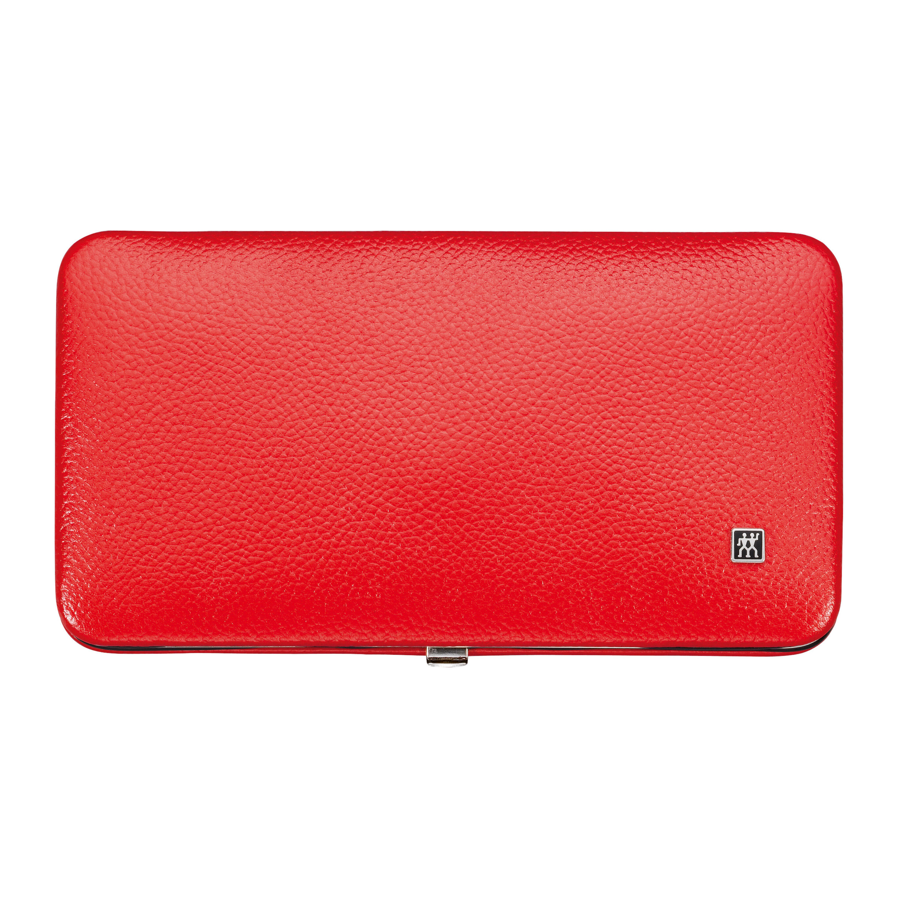 7-pcs Calf leather Snap fastener case red