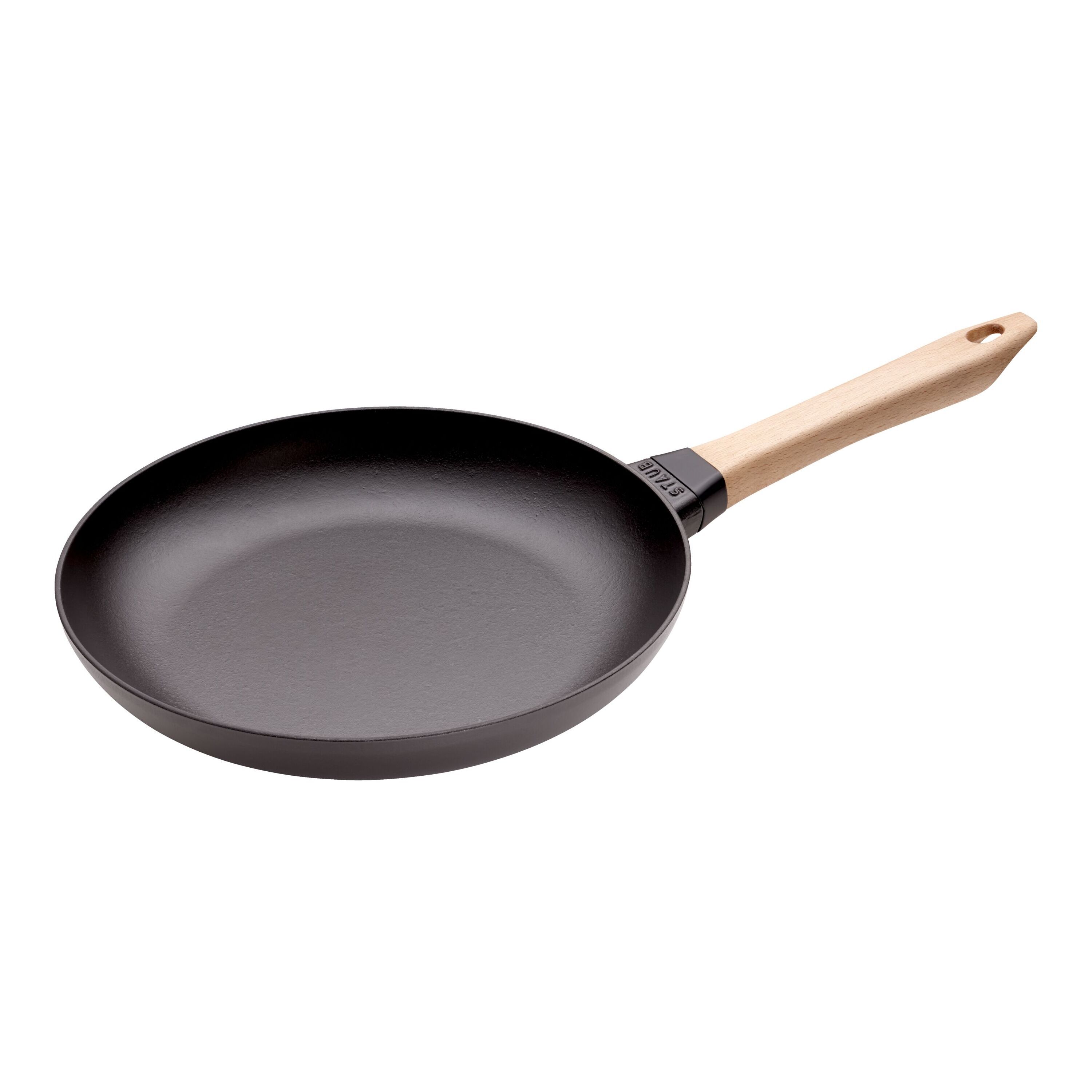 28 cm Cast iron Frying pan with wooden handle black