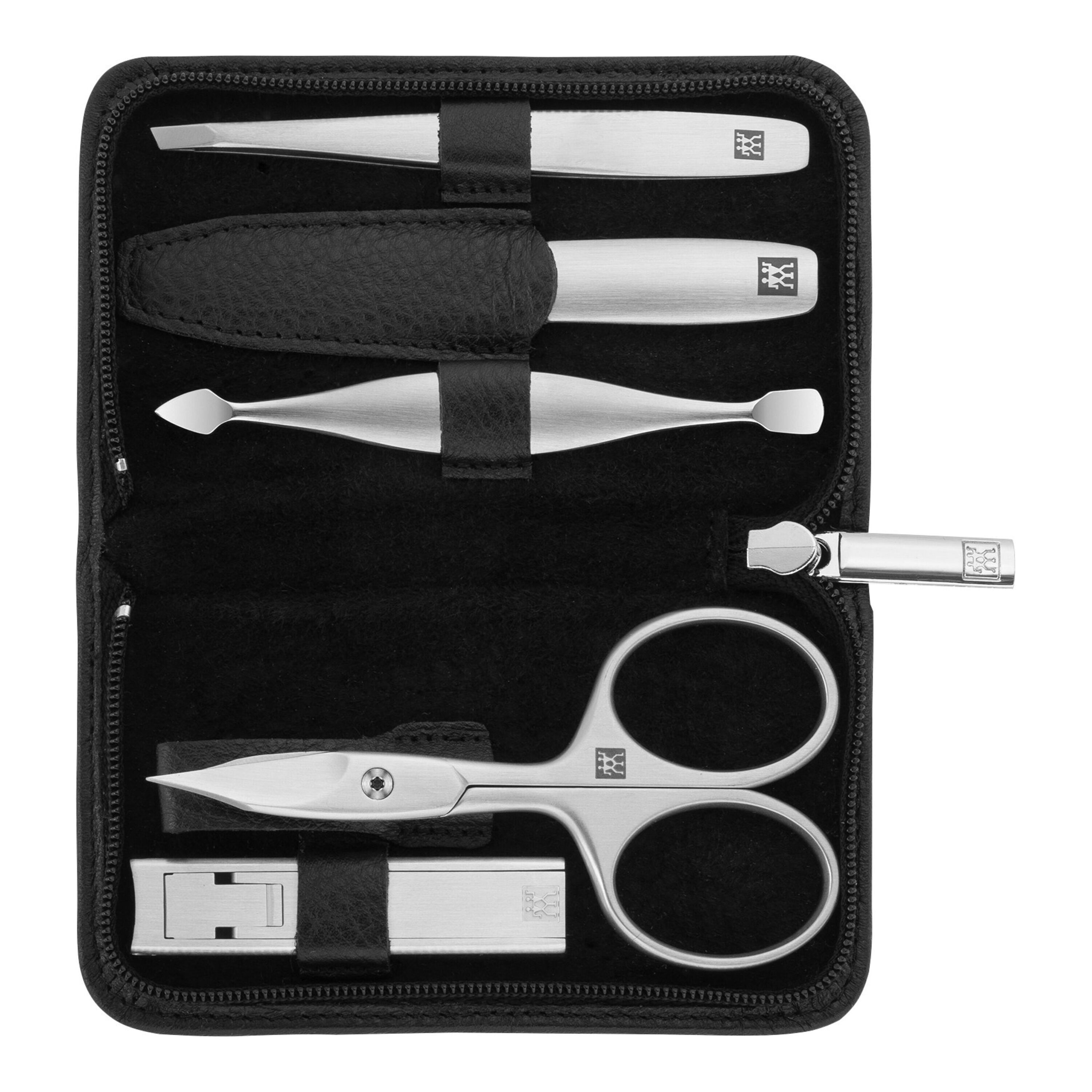 5-pcs Yak leather Zip fastener case black