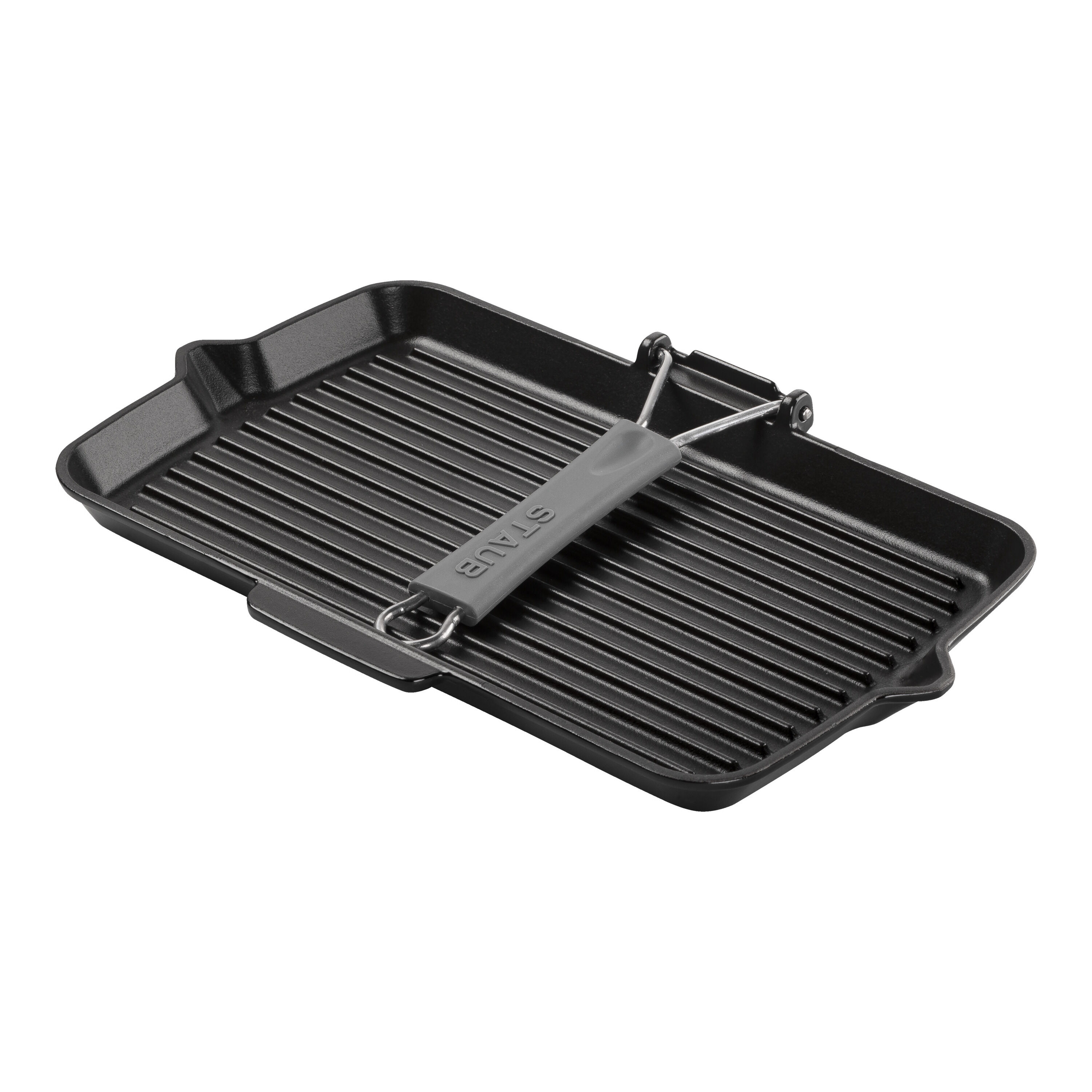 34 x 21 cm rectangular Cast iron Grill pan with pouring spout black