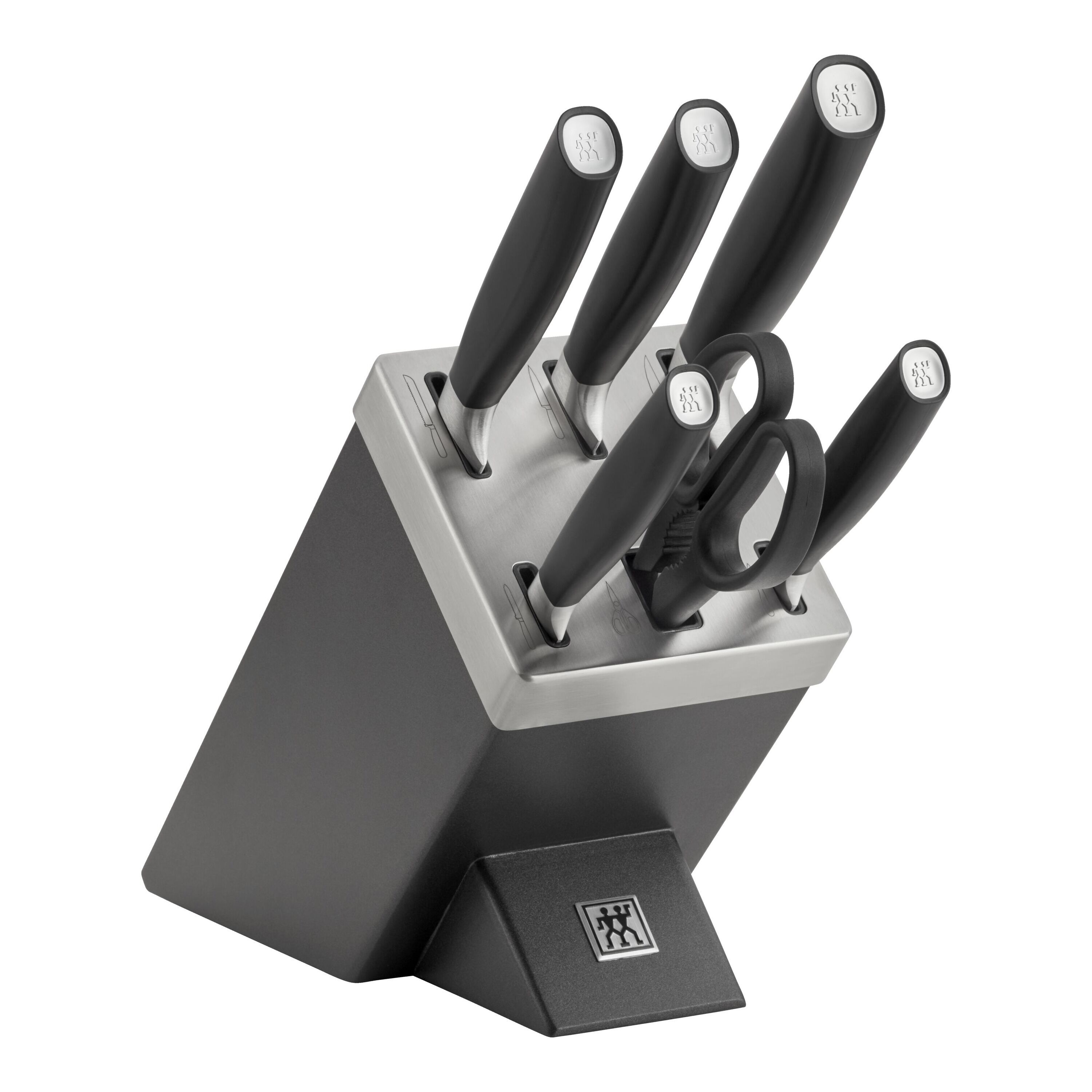 7-pcs, Knife block set, silver, anthracite