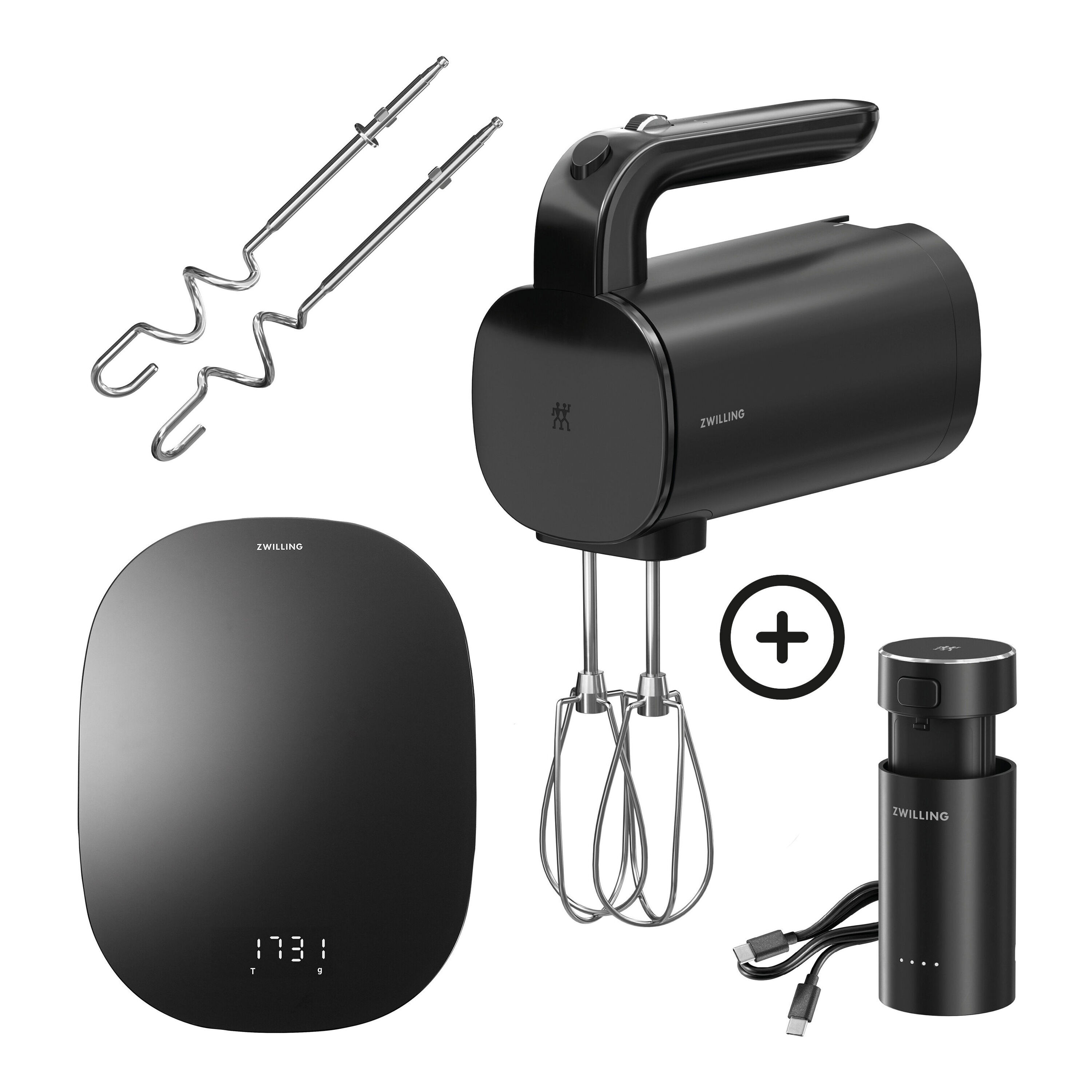 Cordless Hand Mixer Bundle with Digital Kitchen Scale, 4-pcs., Black