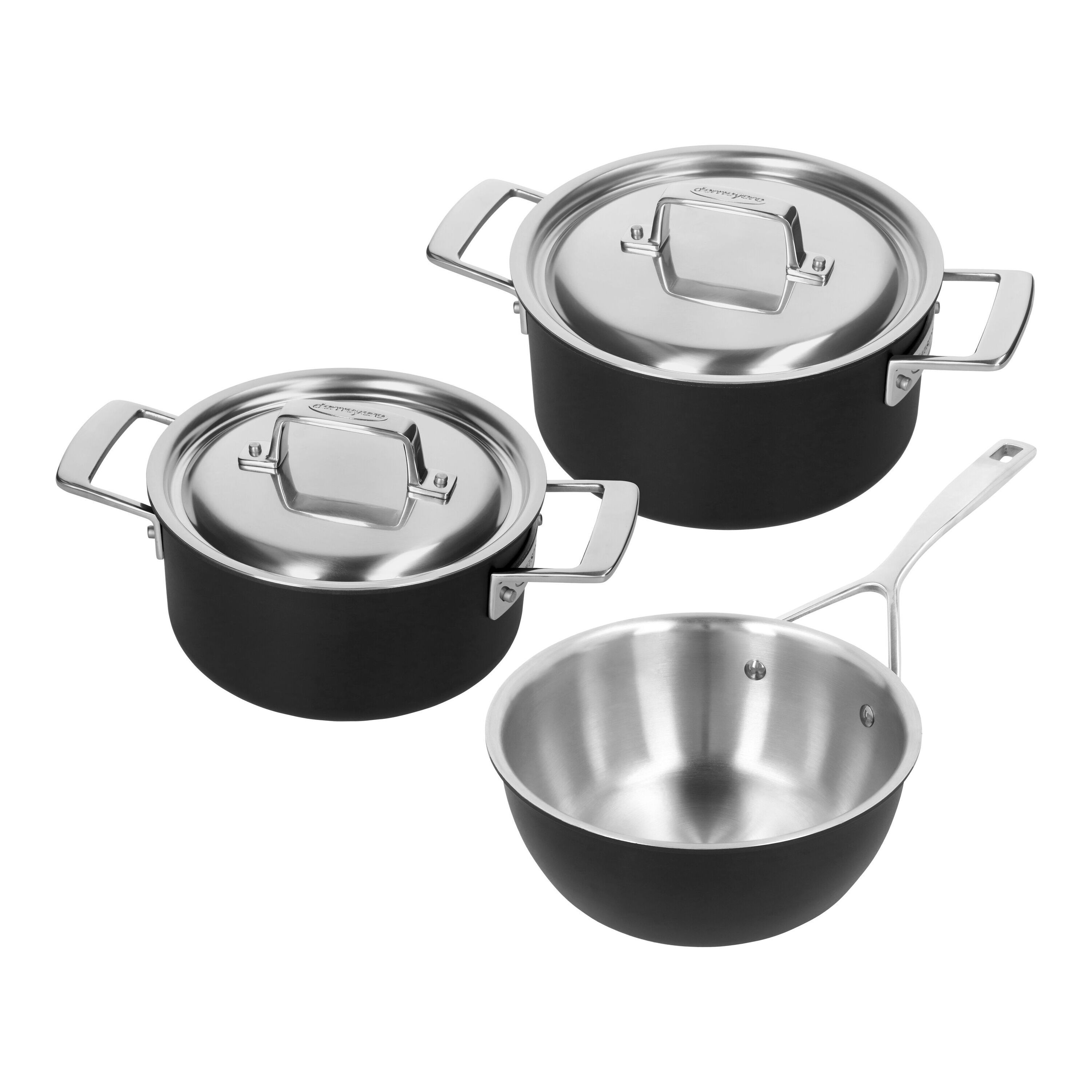 Pots and pans set 3-pcs, 18/10 Stainless Steel
