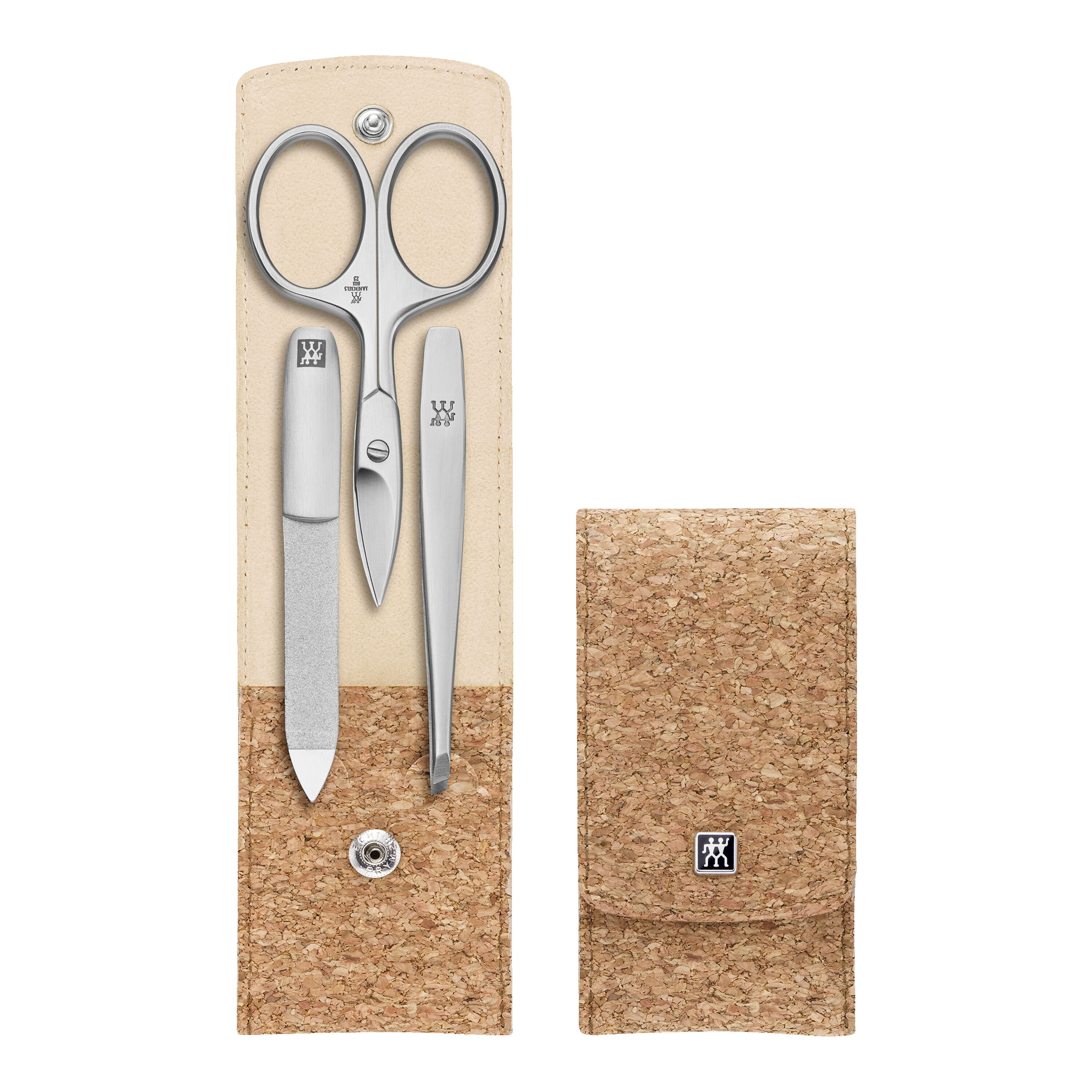 3-pcs Cork Snap fastener case natural