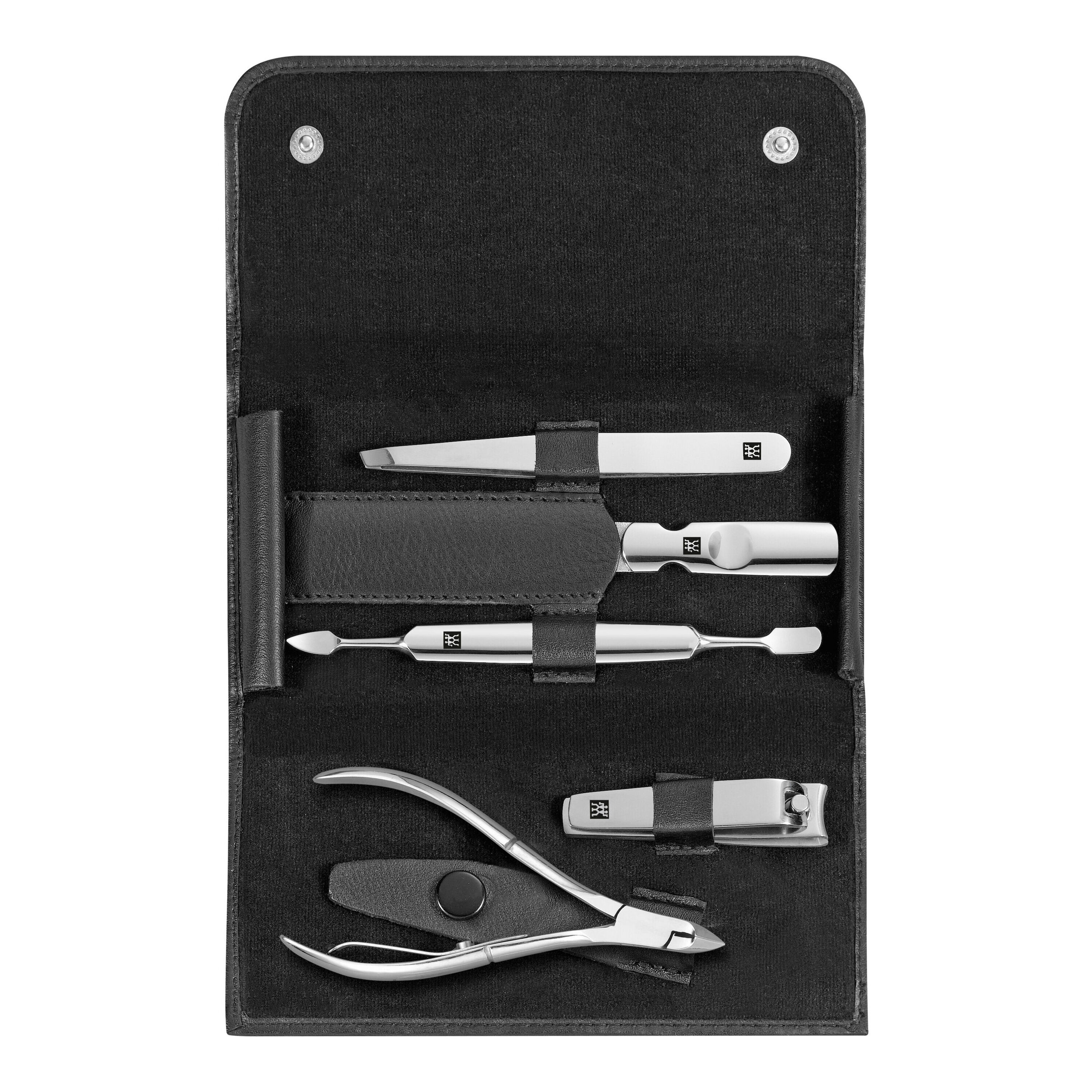 5-pcs Calf leather Snap fastener case black