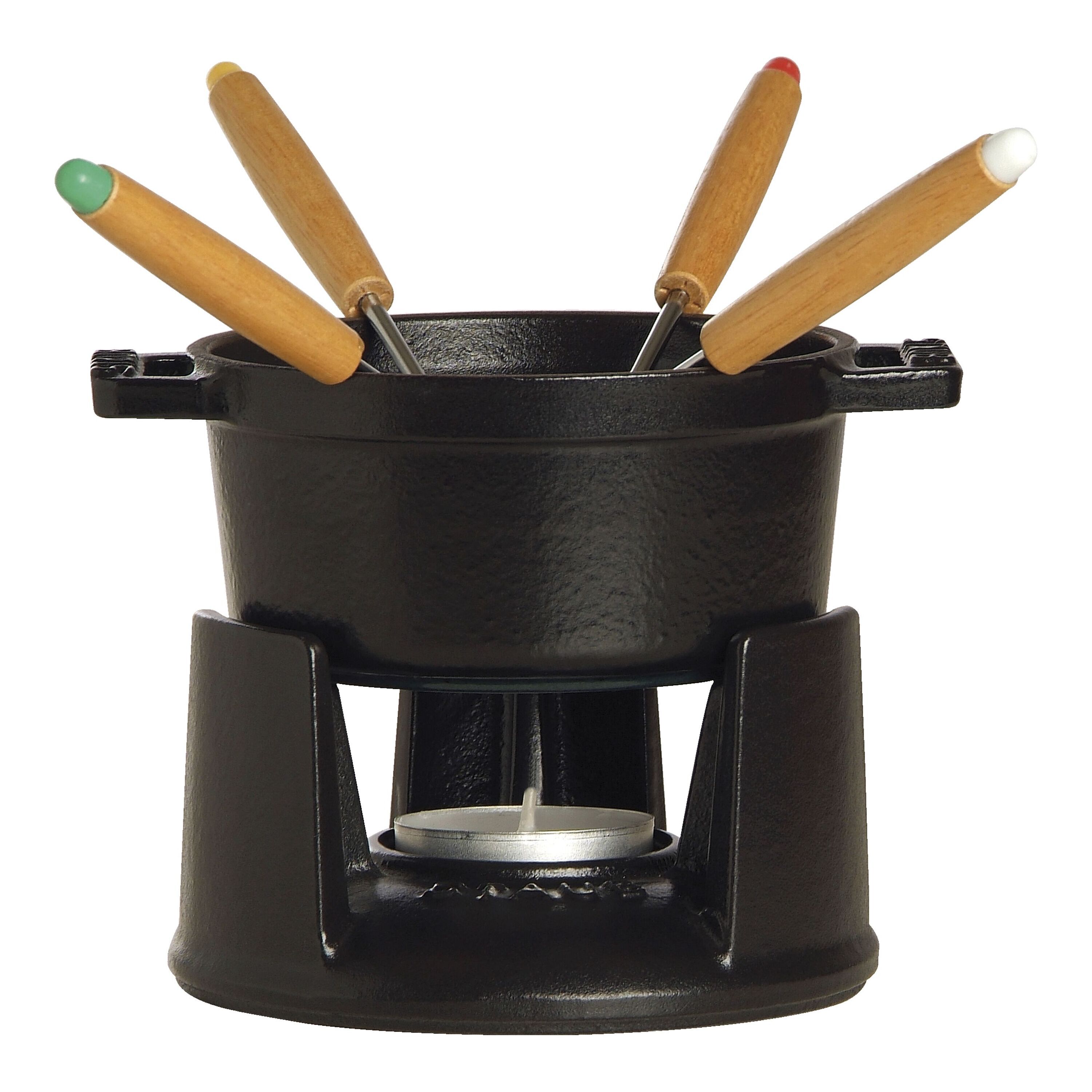 10 cm Cast iron Fondue Set black