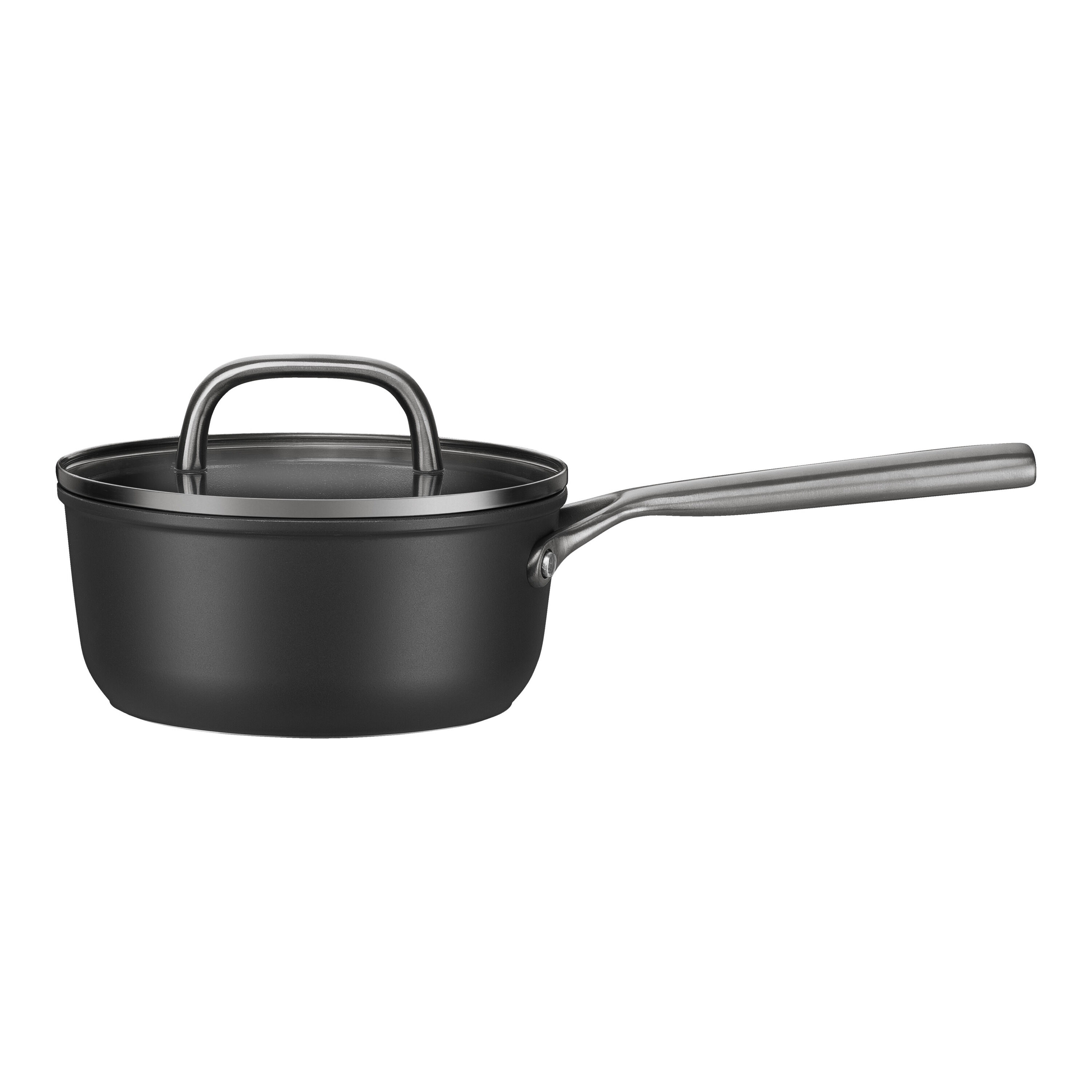 18 cm Aluminium Saucepan with glass lid black