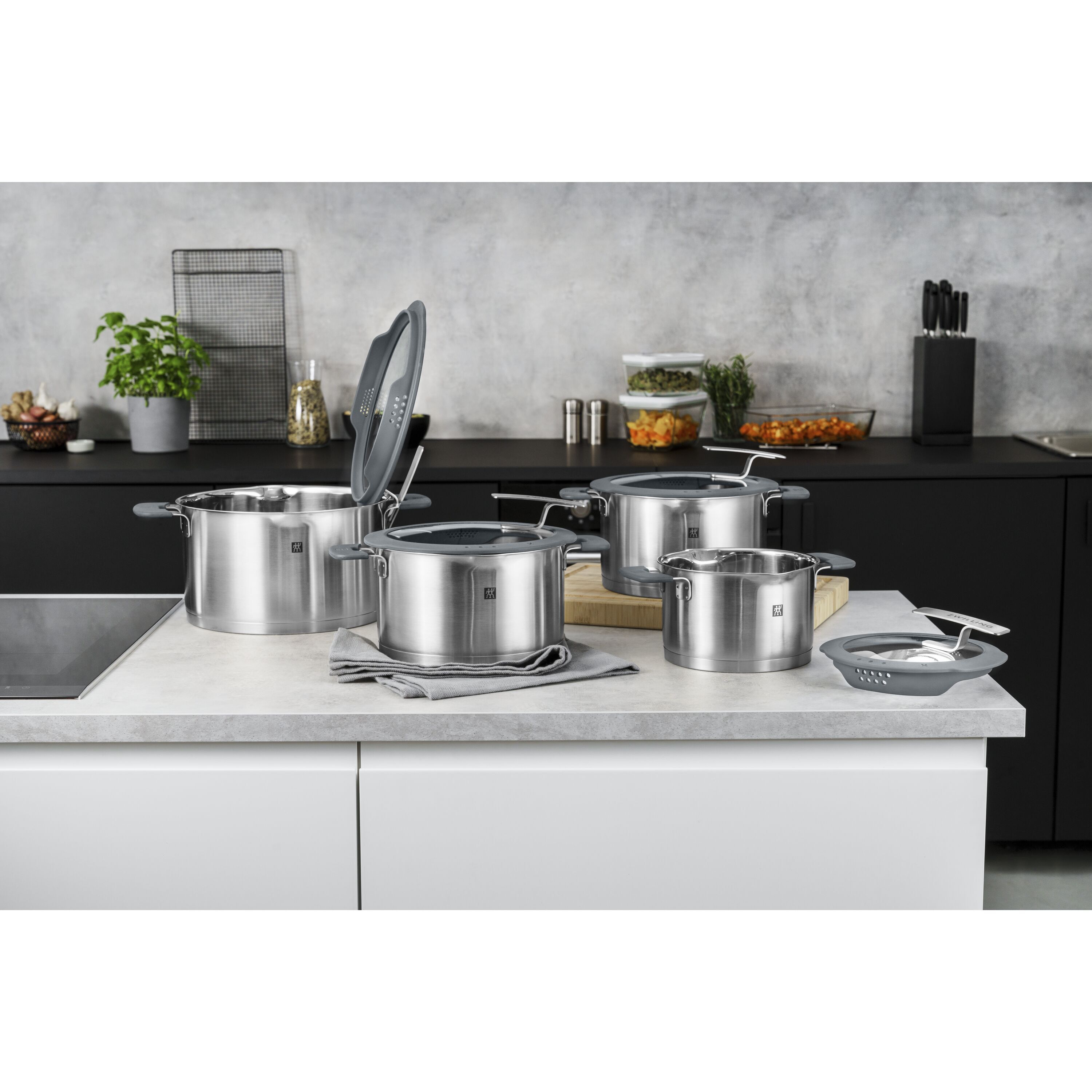Pot set, 5-pcs, Stainless steel