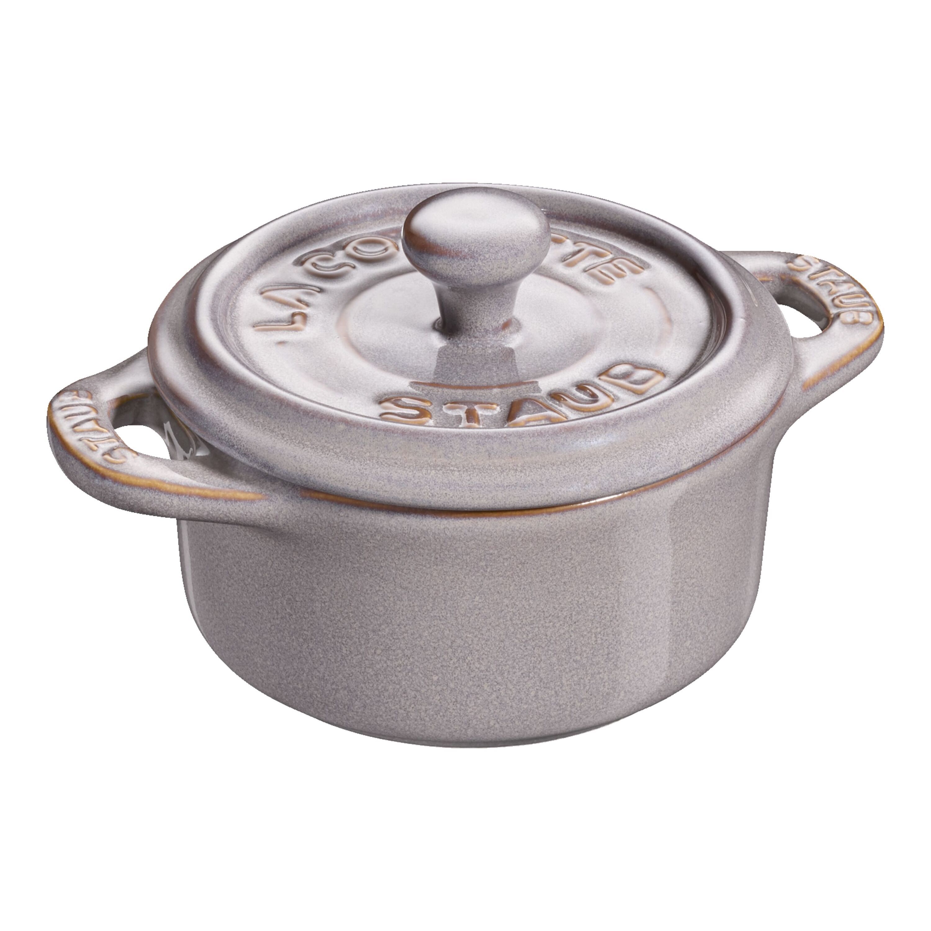 10 cm round ceramic Mini Cocotte ancient-grey