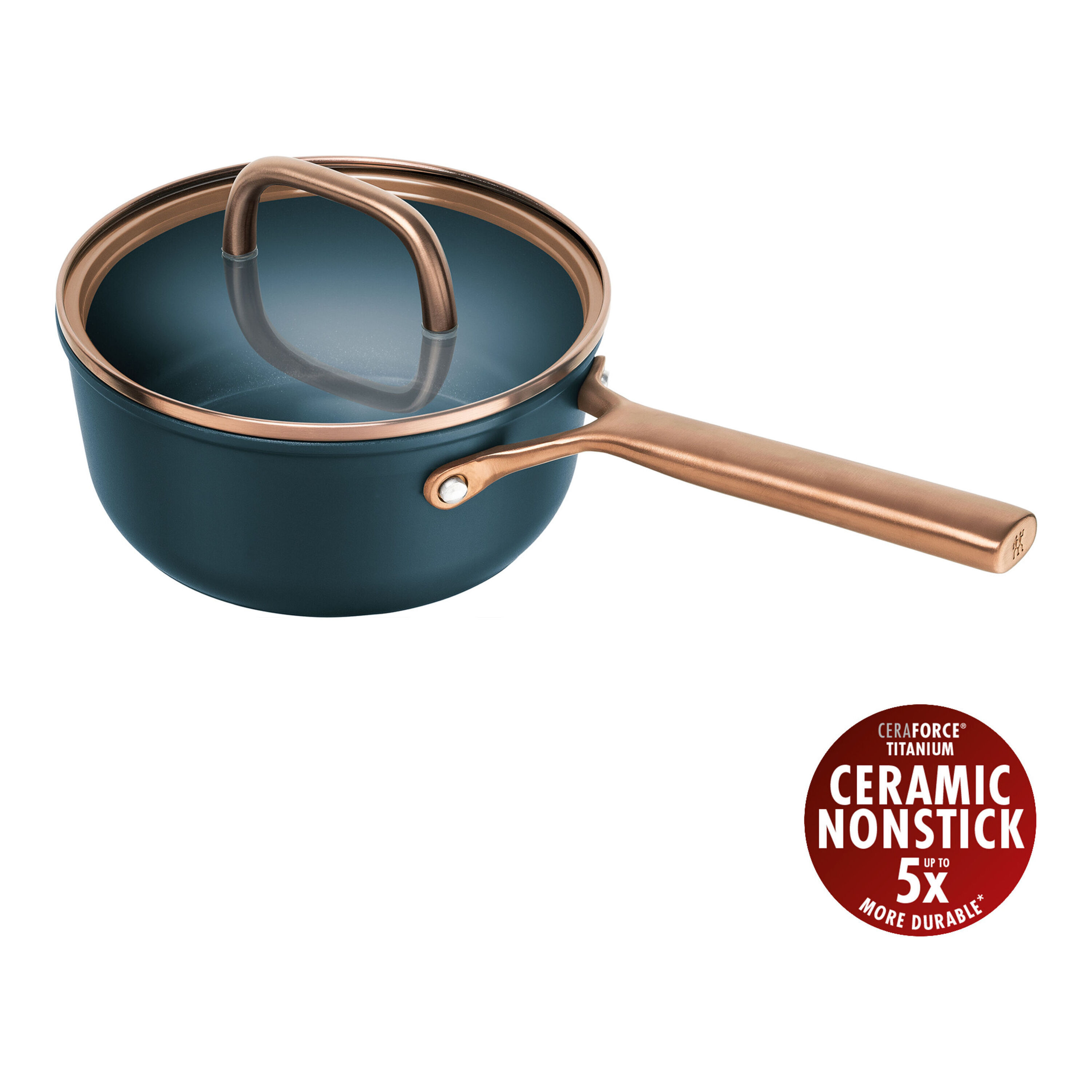 18 cm Aluminium Saucepan with glass lid blue