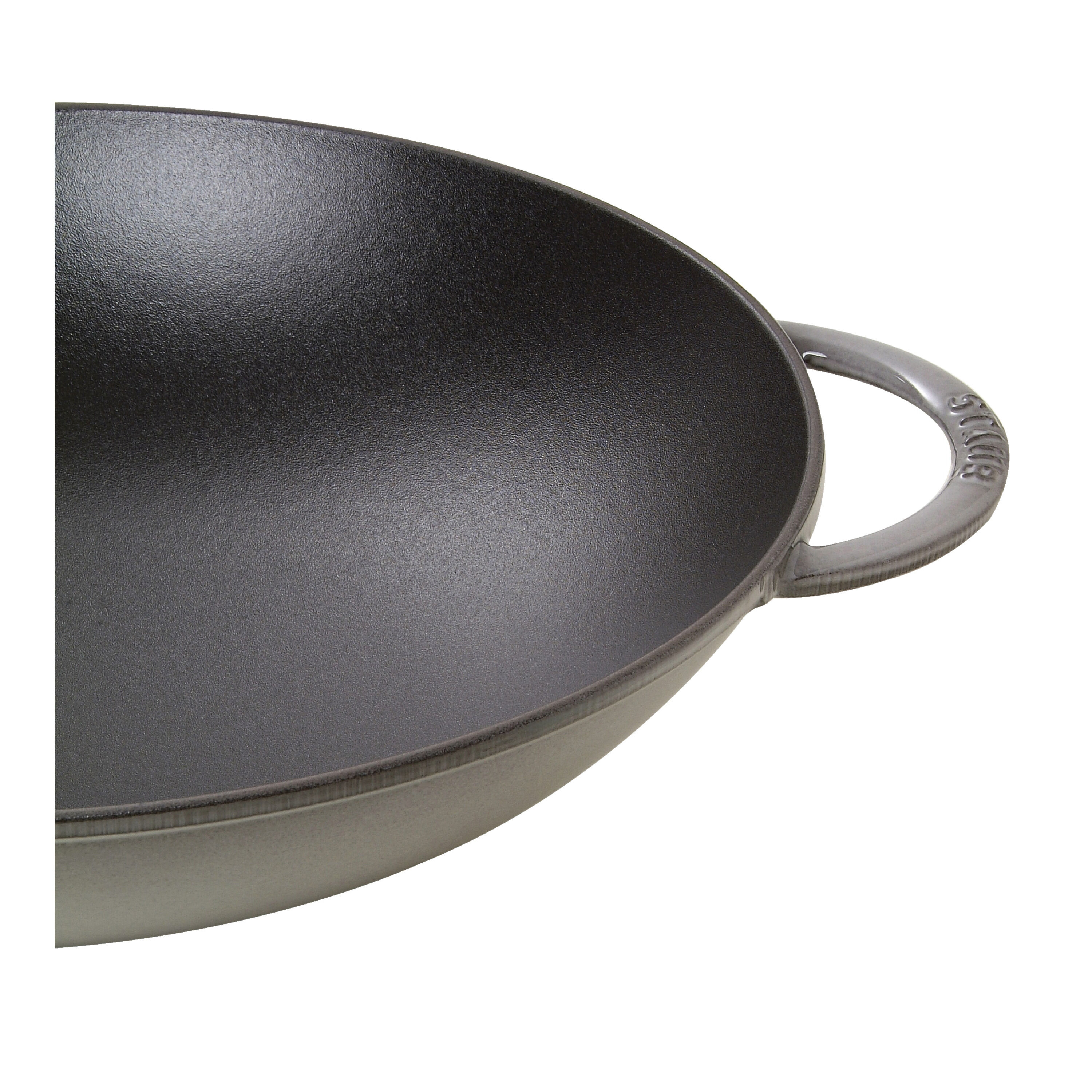 37 cm Cast iron Wok with glass lid graphite-grey