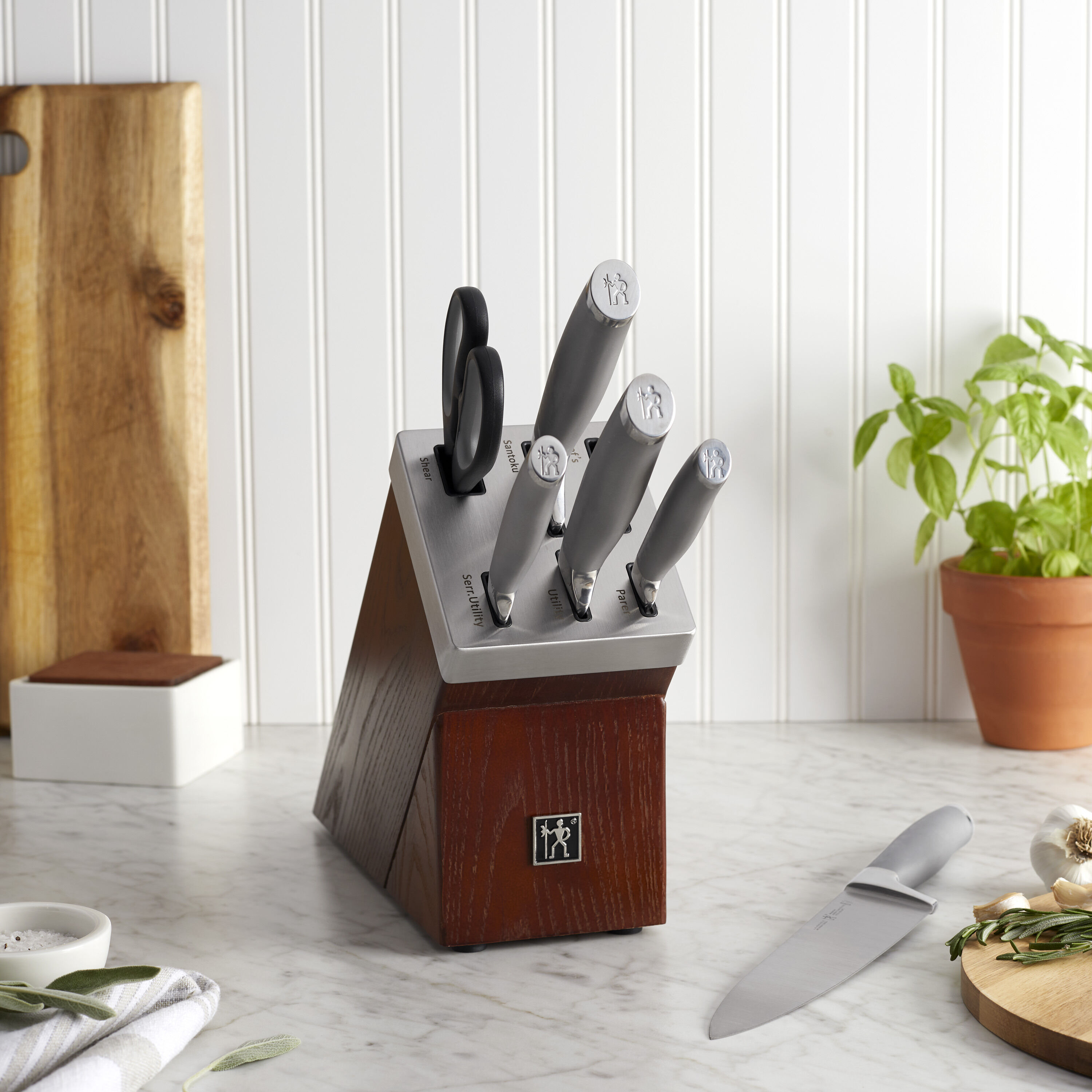 7-pcs, Knife block set, brown