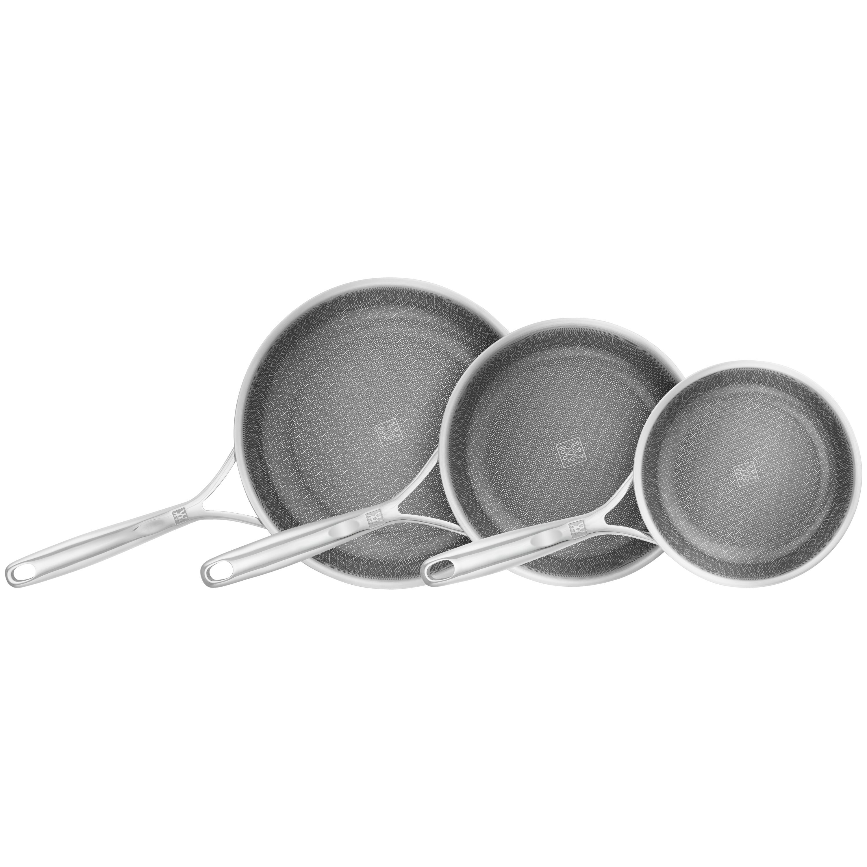 3-pcs 18/10 Stainless Steel Frying pan set silver