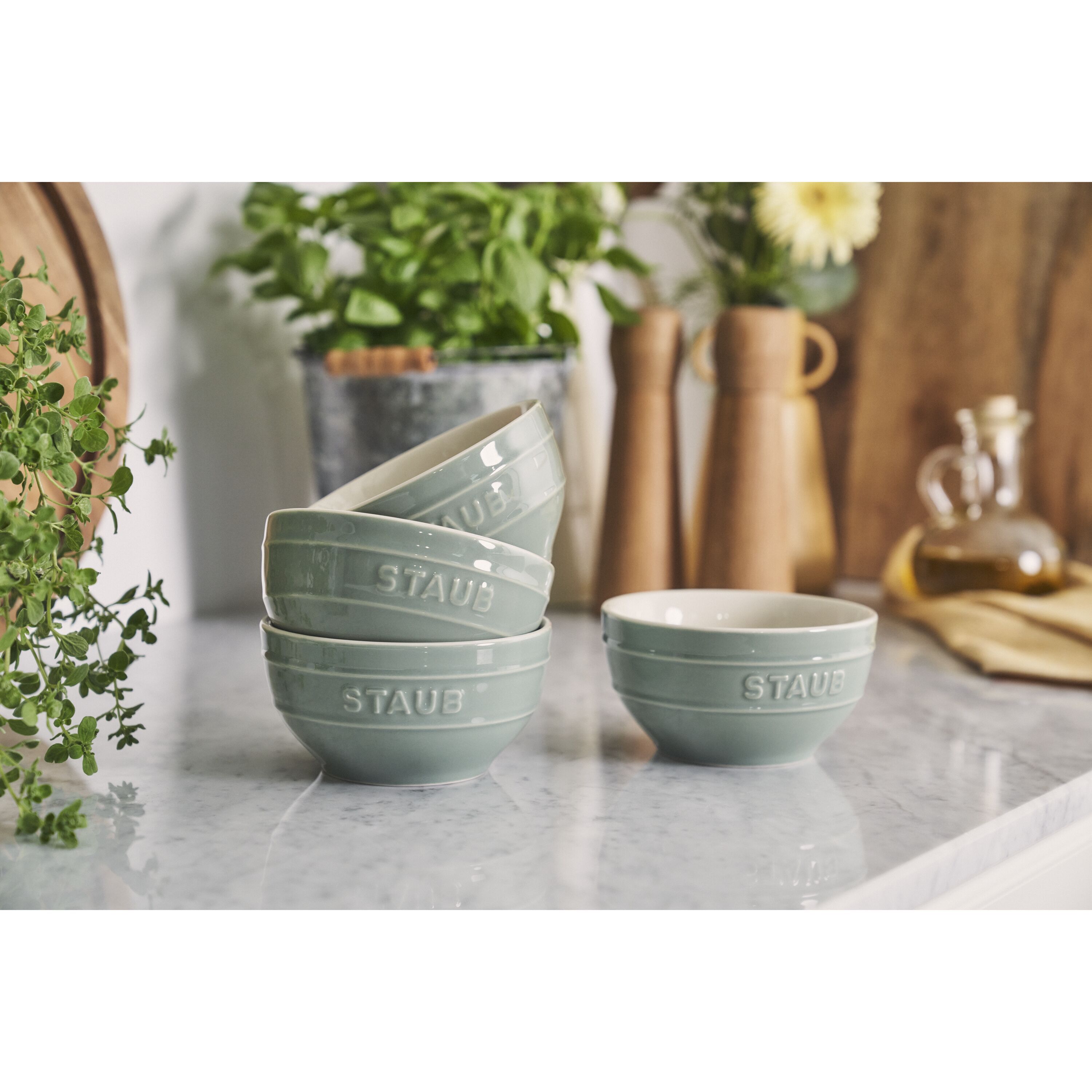 12 cm / 4-pcs ceramic Bowl set eucalyptus