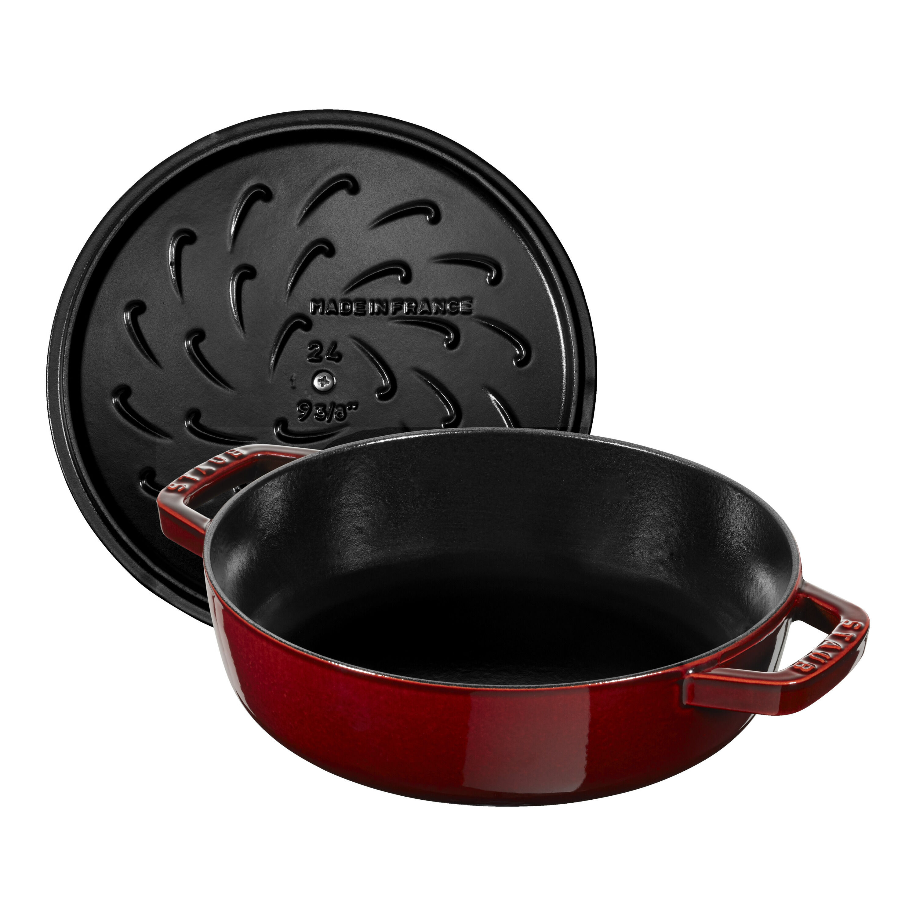 28 cm round Cast iron Saute pan Chistera grenadine-red