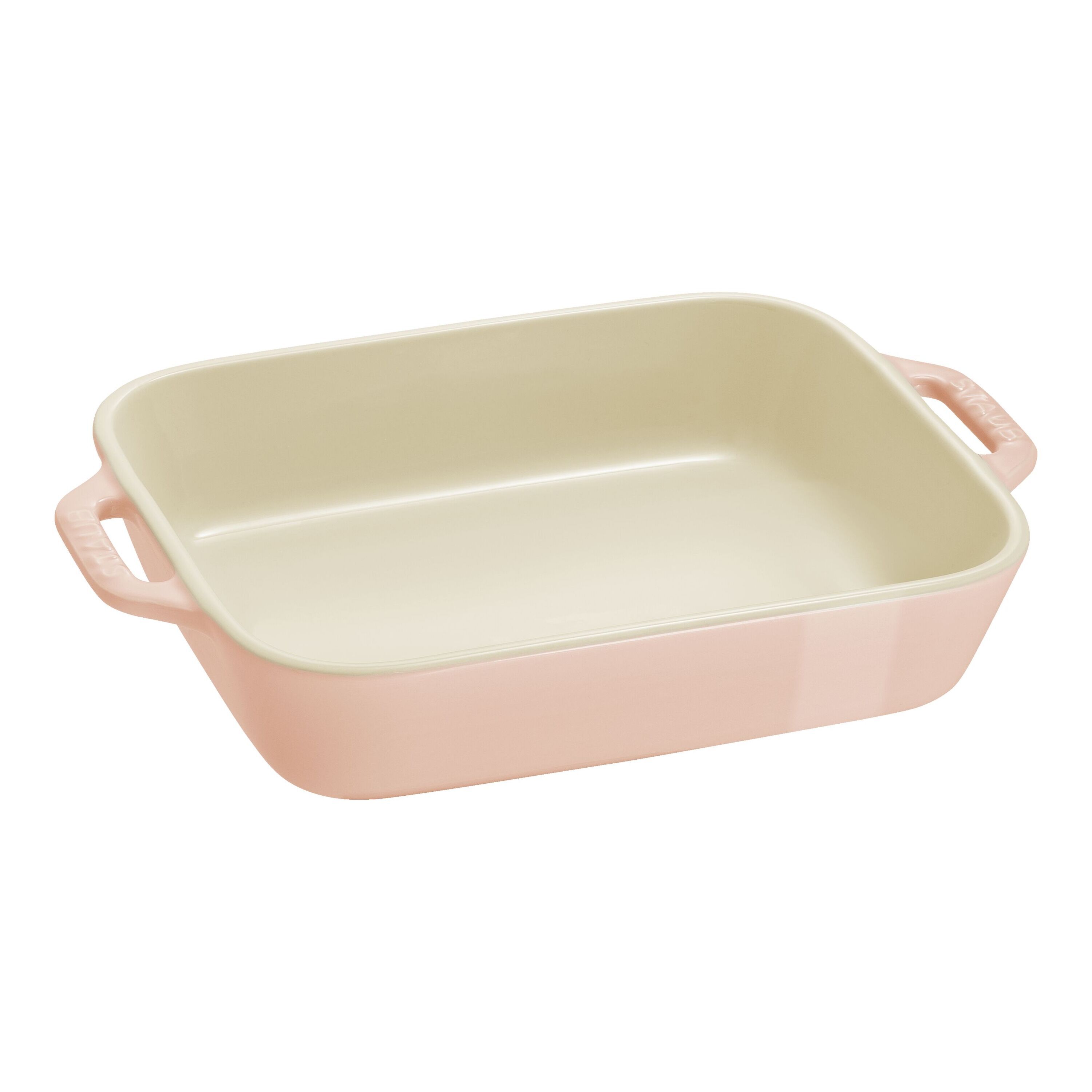 2-pcs rectangular ceramic Ovenware set light pink