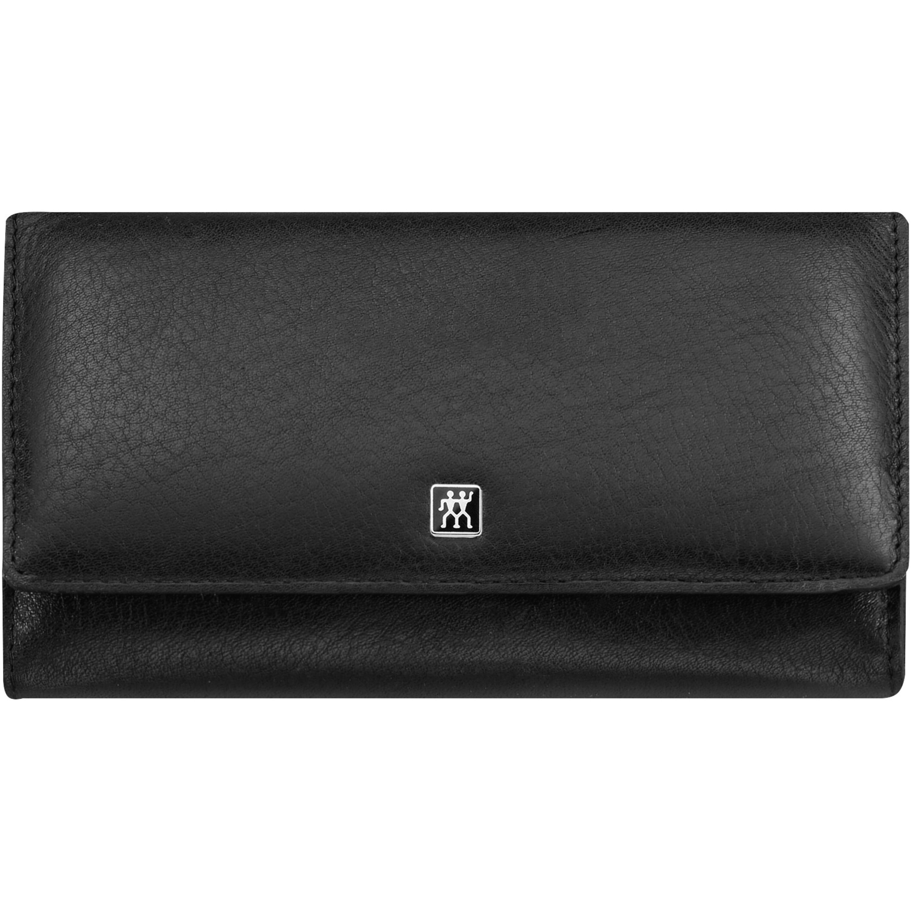 5-pcs Nappa leather Snap fastener case black