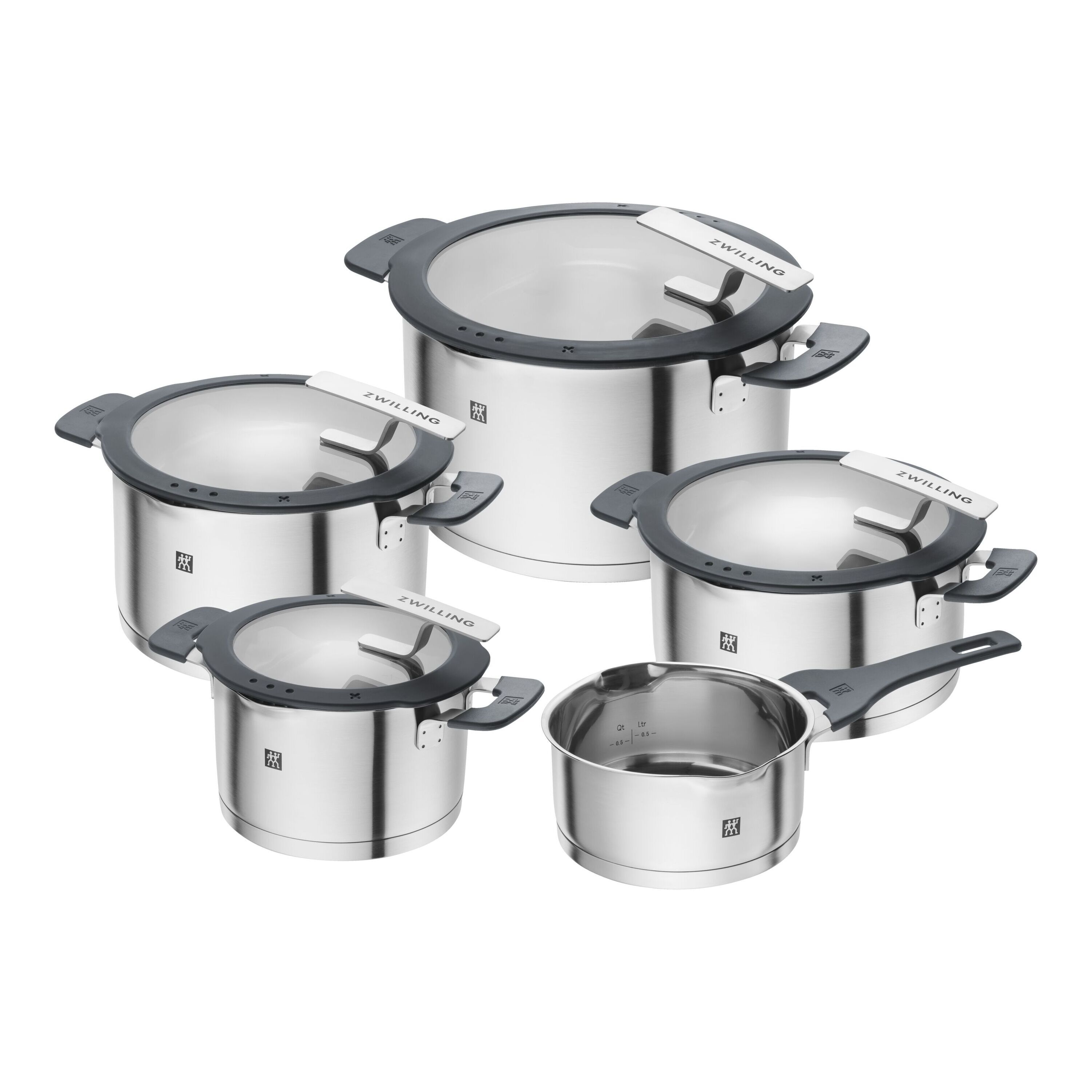 Pot set, 5-pcs, Stainless steel